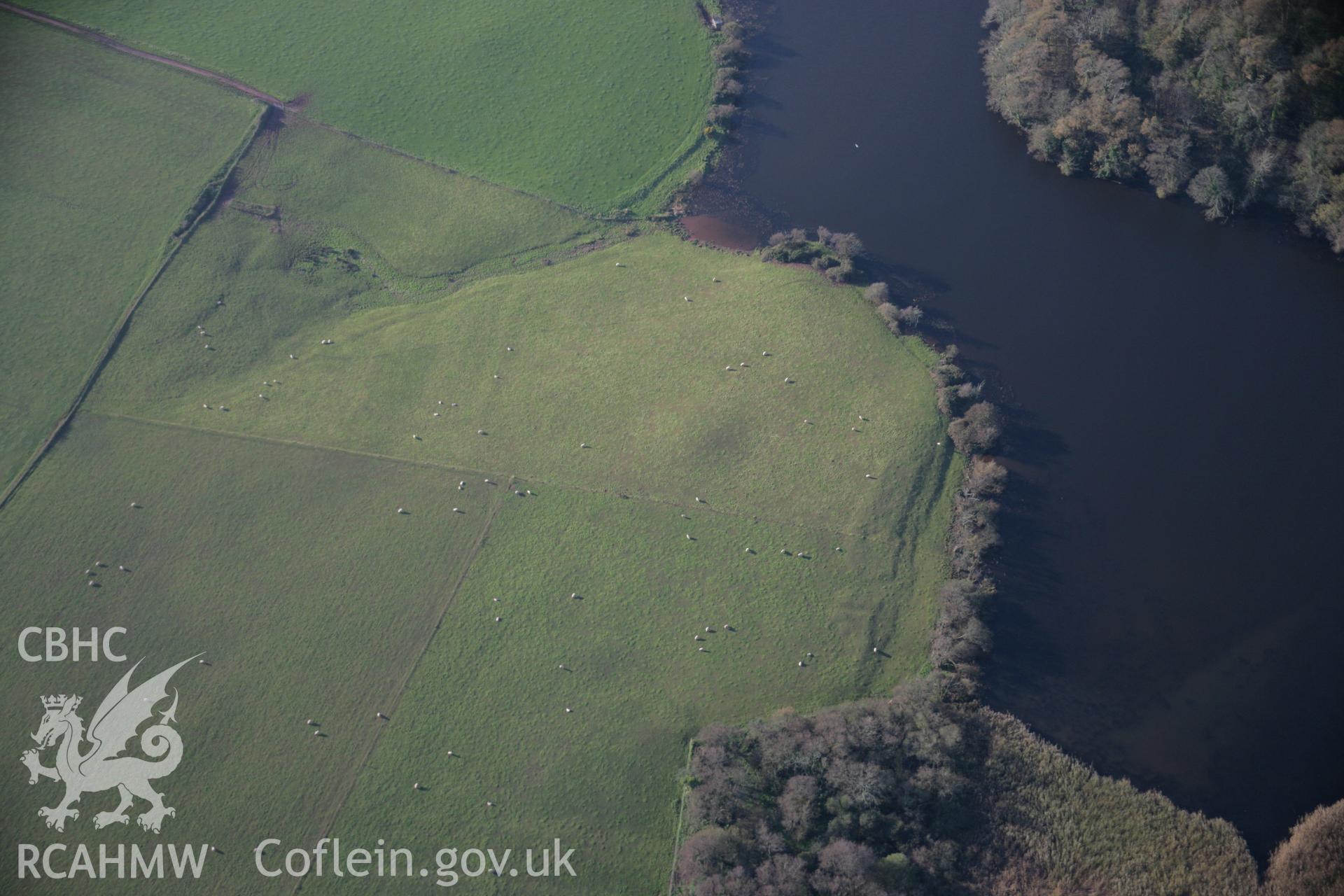 RCAHMW colour oblique aerial photograph of Orielton Home Farm Barrow II, viewed from the north-east. Taken on 19 November 2005 by Toby Driver