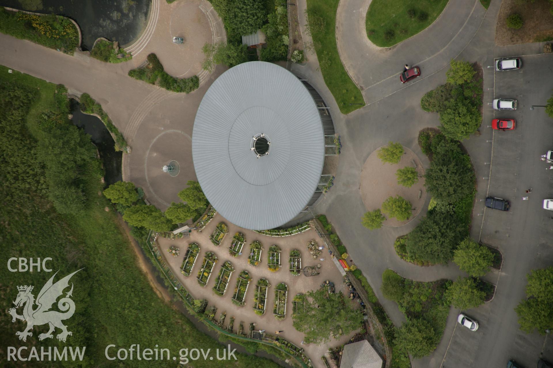 RCAHMW colour oblique aerial photograph of Middleton Hall Park, now the National Botanic Garden of Wales, visitor centre. Taken on 09 June 2005 by Toby Driver