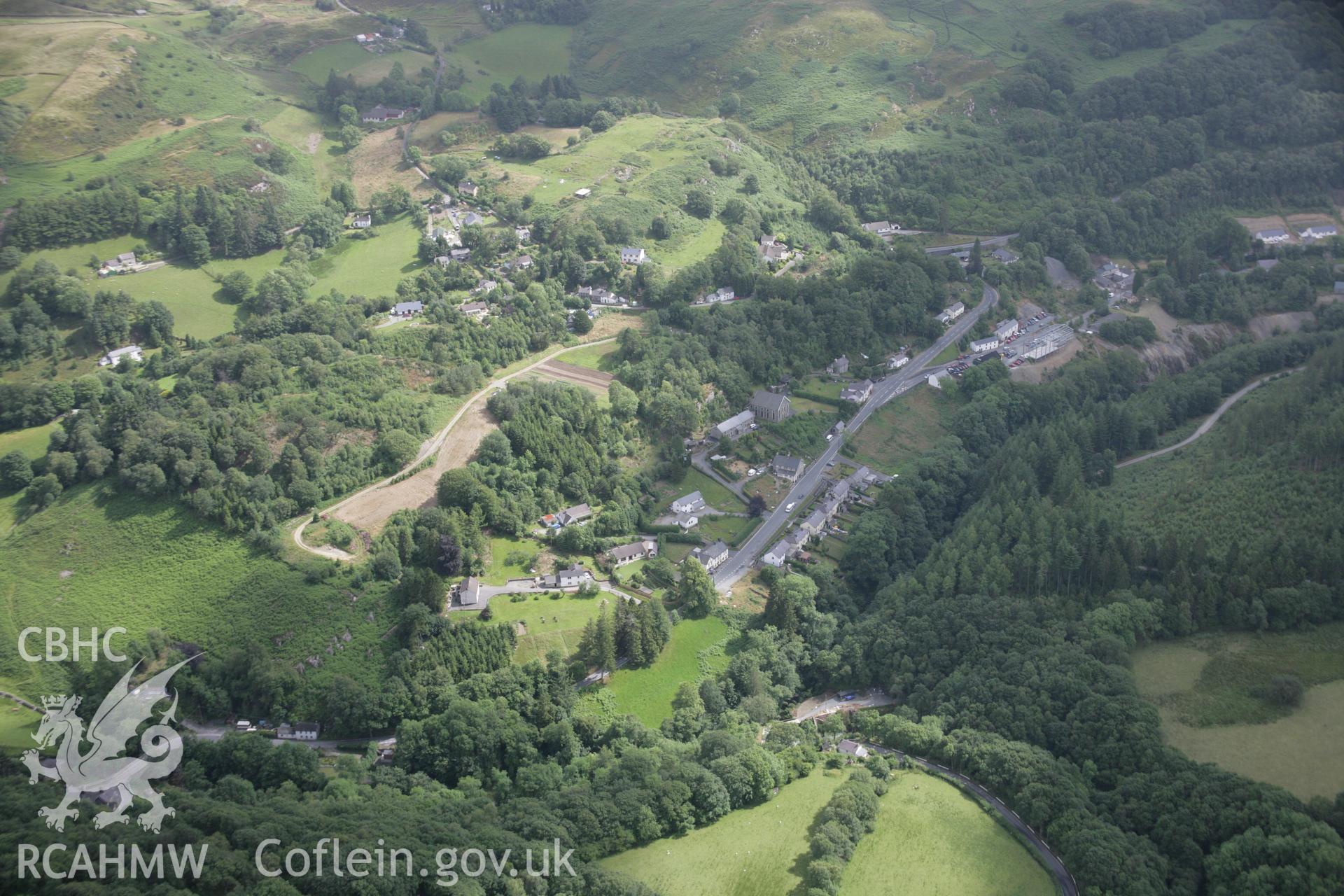 RCAHMW digital colour oblique photograph of Pontrhydygroes viewed from the north-west. Taken on 18/07/2005 by T.G. Driver.