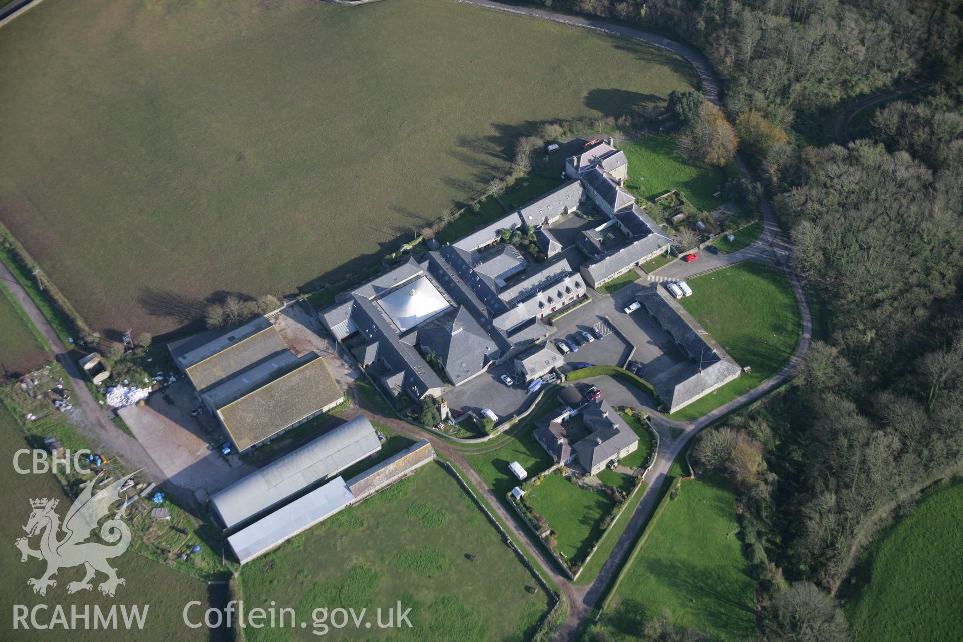 RCAHMW colour oblique aerial photograph of Stackpole Court Garden from the south-west. Taken on 19 November 2005 by Toby Driver