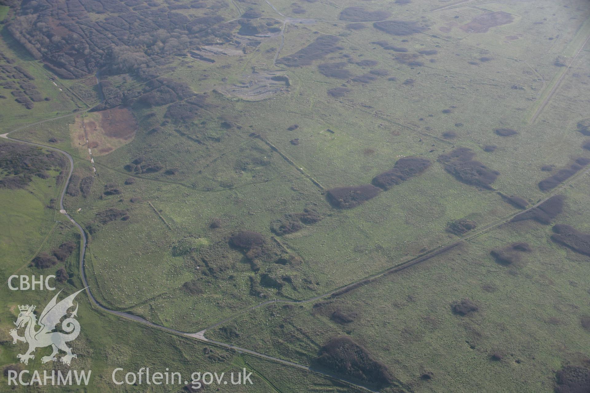 RCAHMW colour oblique aerial photograph of Linney Deserted Medieval Village showing general view from the west Taken on 19 November 2005 by Toby Driver