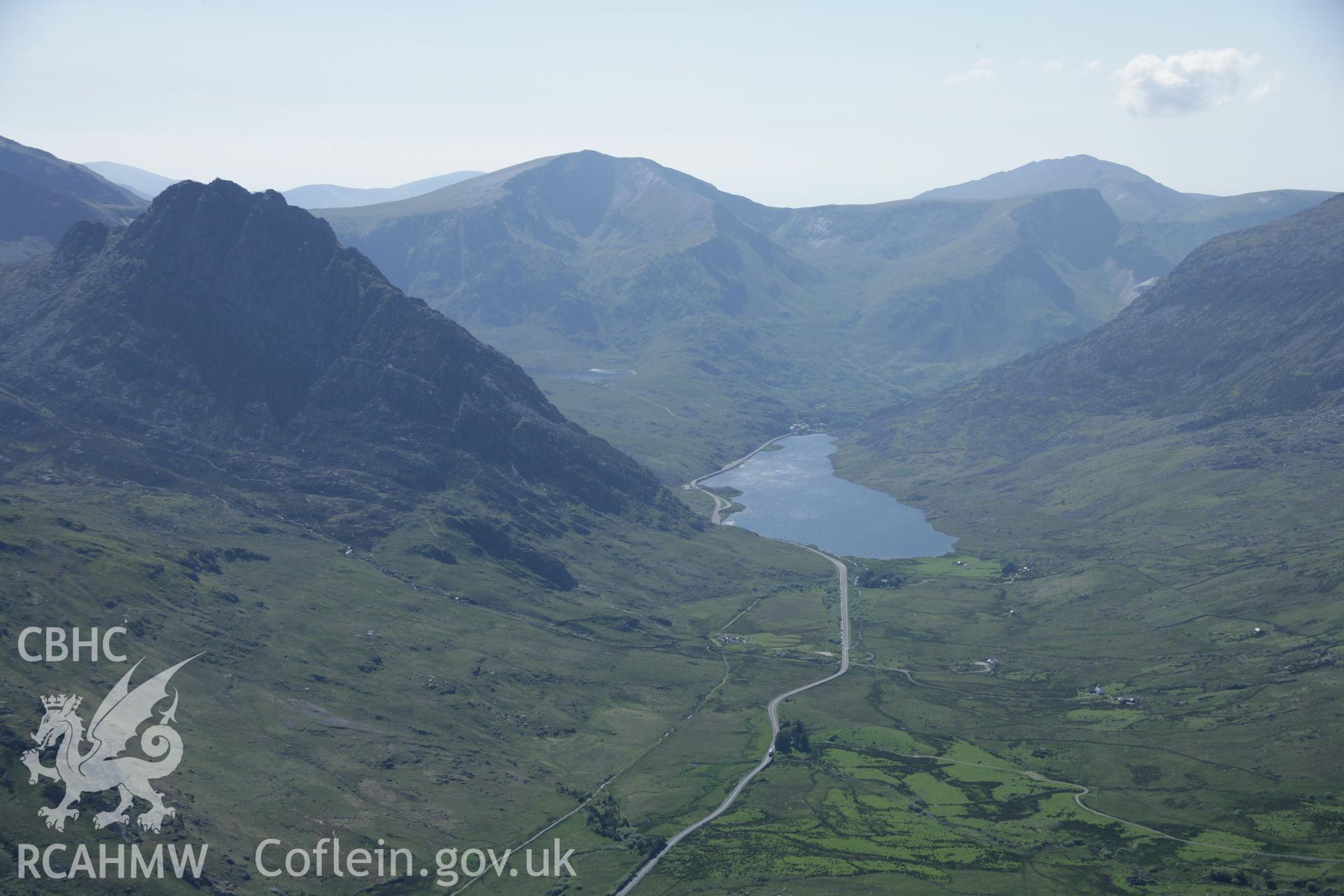 RCAHMW digital colour oblique photograph of Llyn Ogwen viewed from the east. Taken on 08/06/2005 by T.G. Driver.