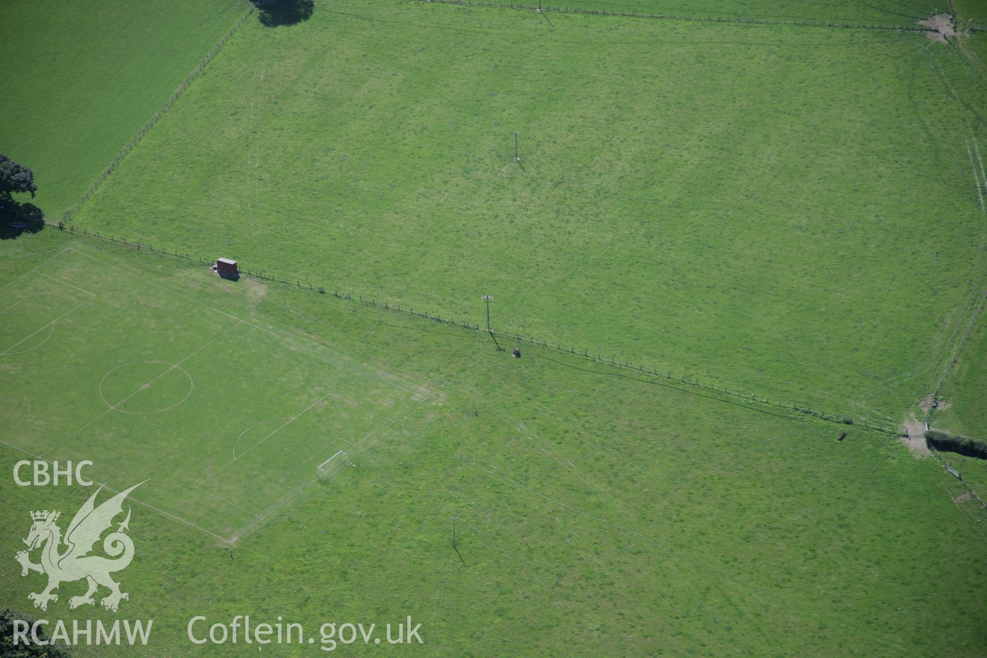 RCAHMW colour oblique aerial photograph of Pen y bont Standing Stone, Newbridge on Wye, viewed from the north-east. Taken on 02 September 2005 by Toby Driver