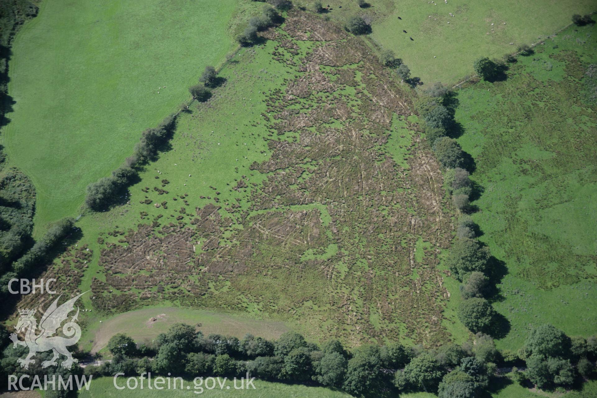 RCAHMW colour oblique aerial photograph of Hafod-Fawr Roman Camp from the east. Taken on 02 September 2005 by Toby Driver