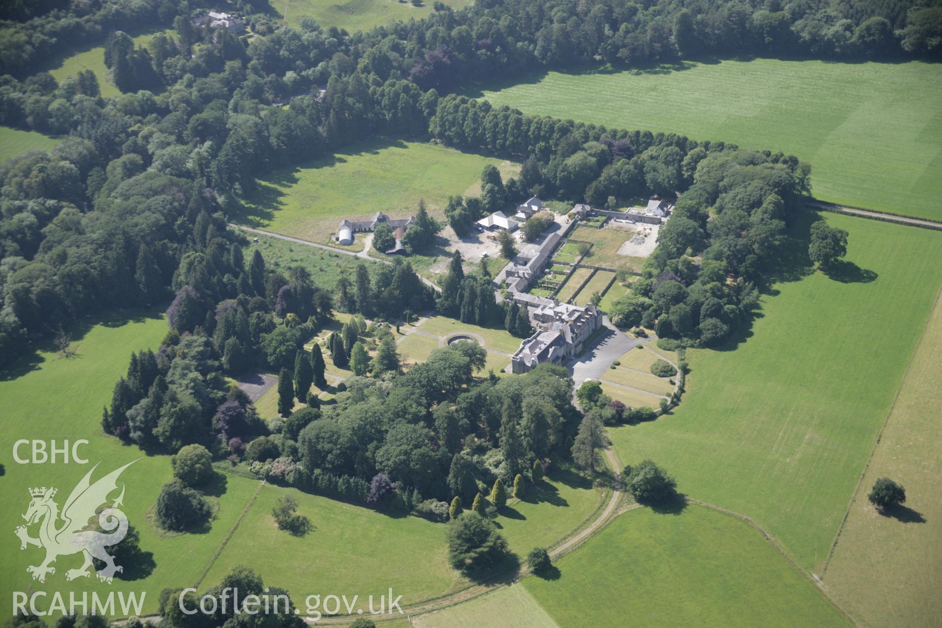 RCAHMW colour oblique aerial photograph of Crosswood Park, Trawscoed from the south-east. Taken on 23 June 2005 by Toby Driver