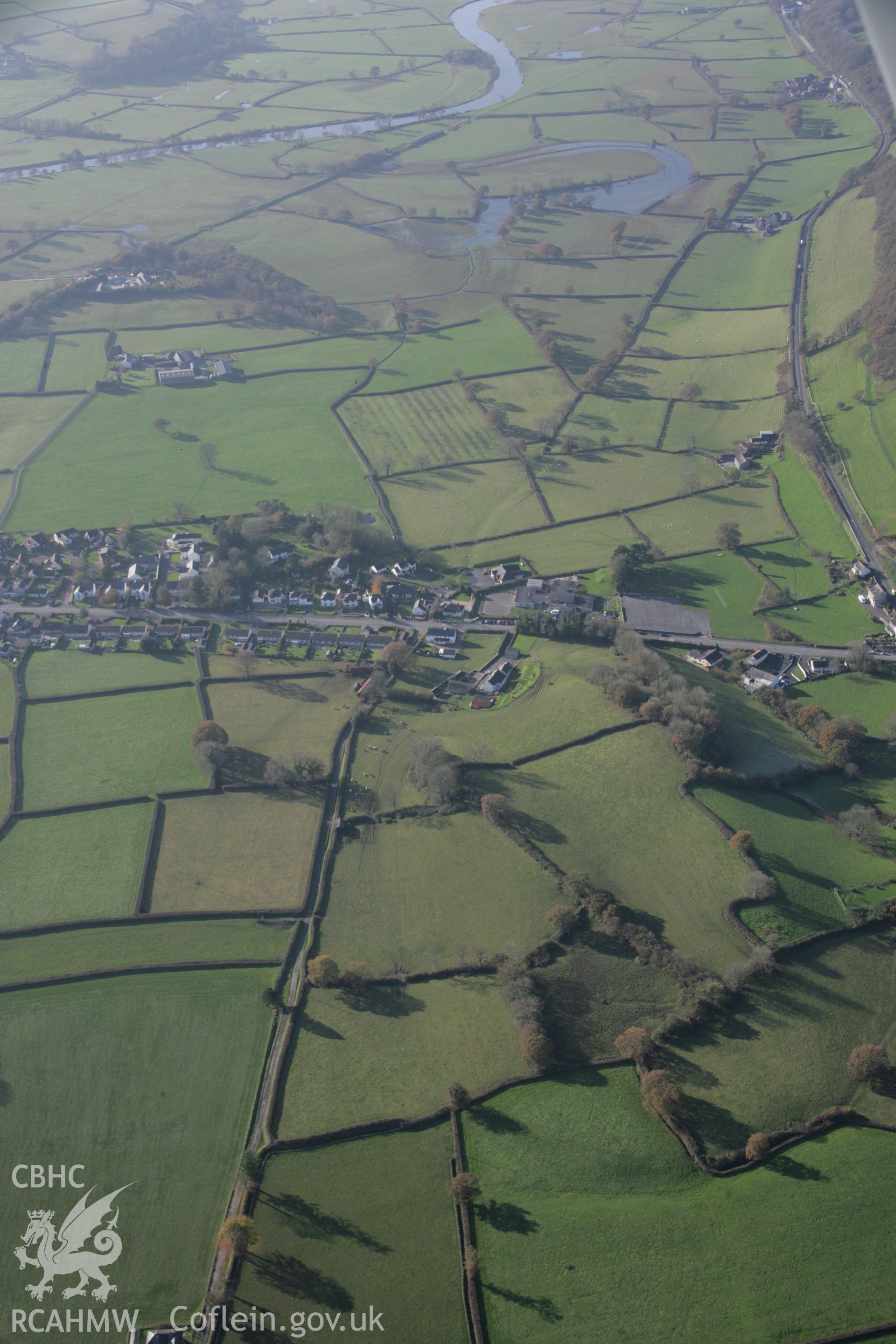 RCAHMW colour oblique photograph of Nantgaredig, Roman road, view looking west. Taken by Toby Driver on 17/11/2005.