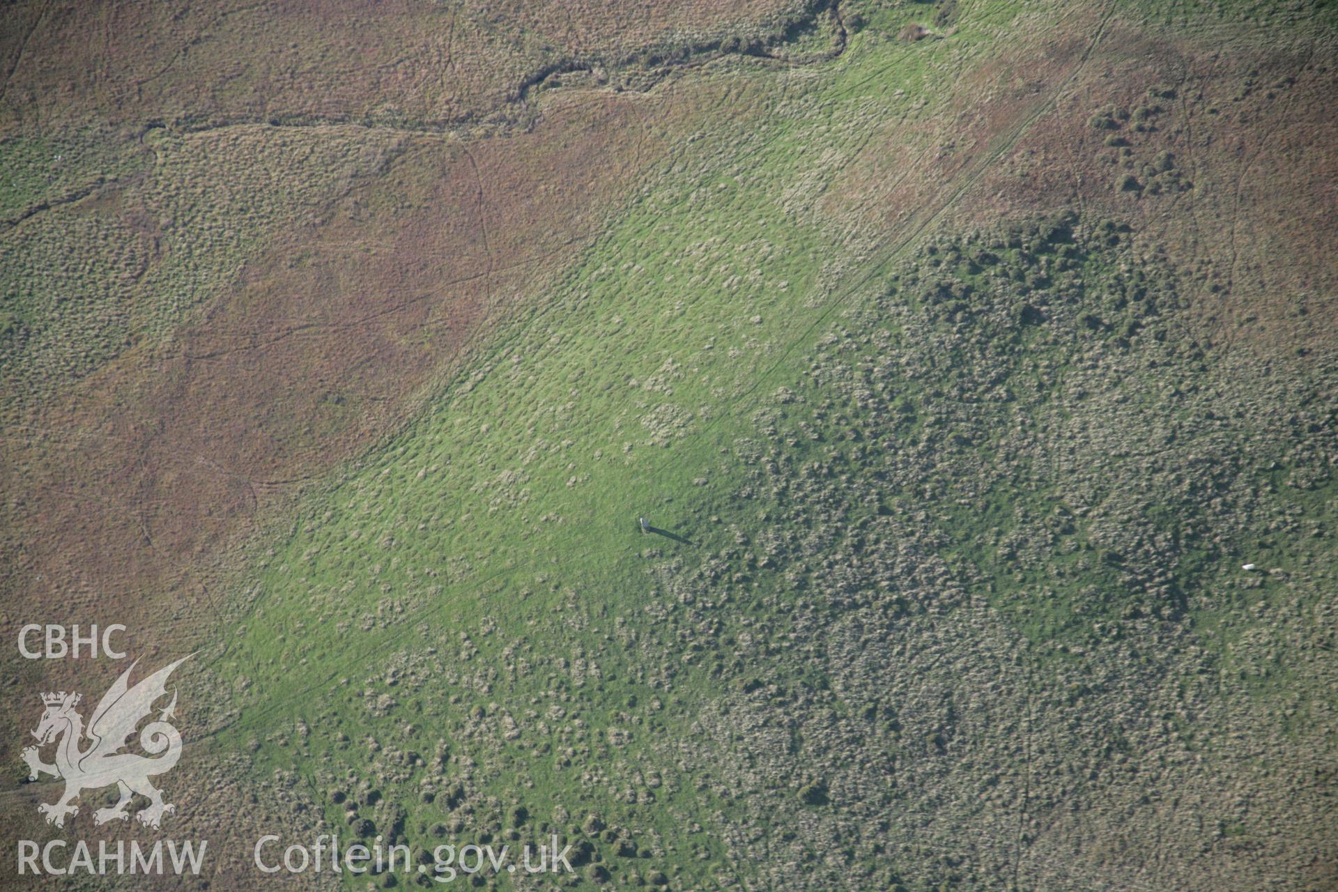 RCAHMW colour oblique aerial photograph of Planwydd Helyg Standing Stone, viewed from the east. Taken on 17 October 2005 by Toby Driver