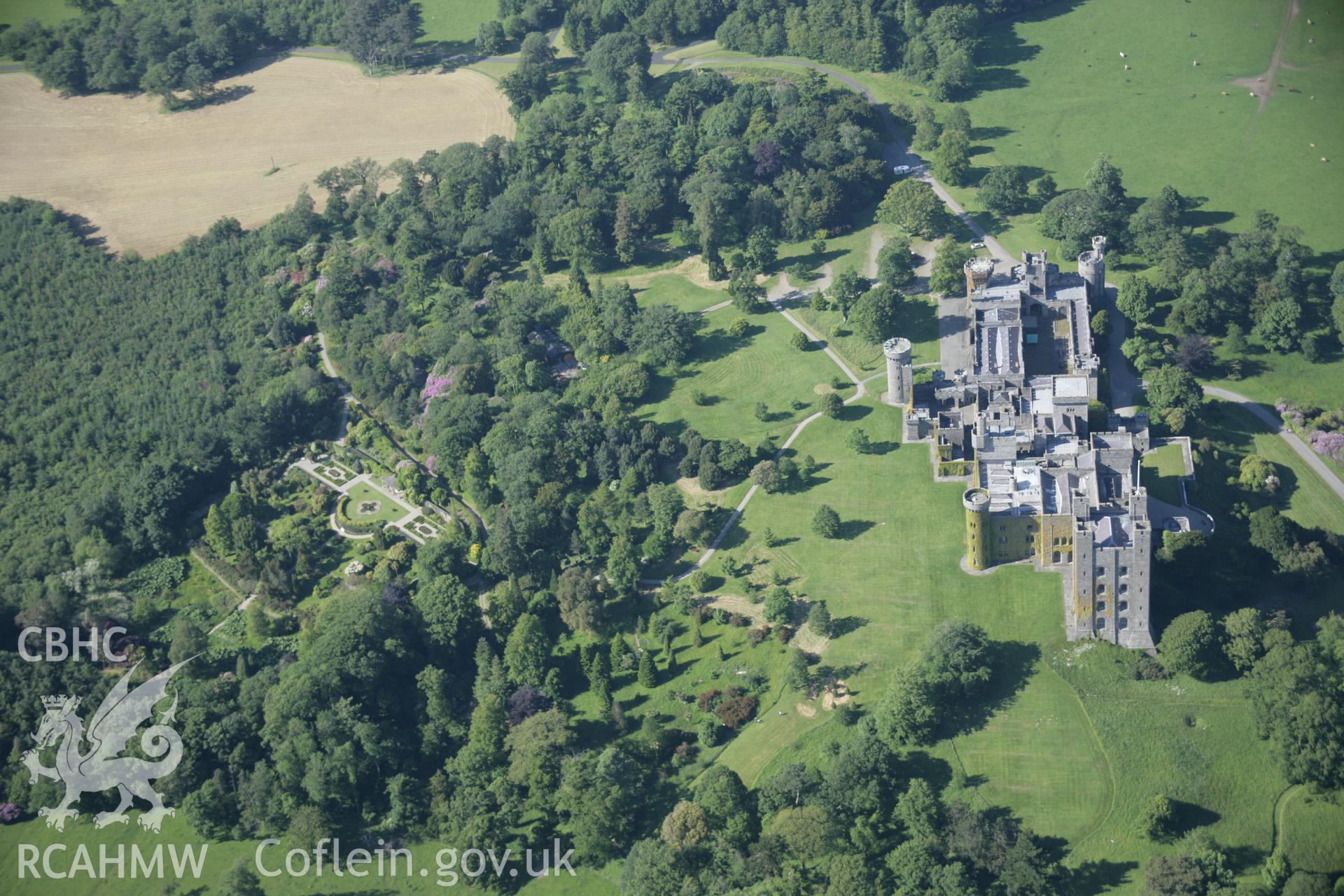 RCAHMW digital colour oblique photograph of the garden at Penrhyn Castle, Bangor, viewed from the south. Taken on 08/06/2005 by T.G. Driver.