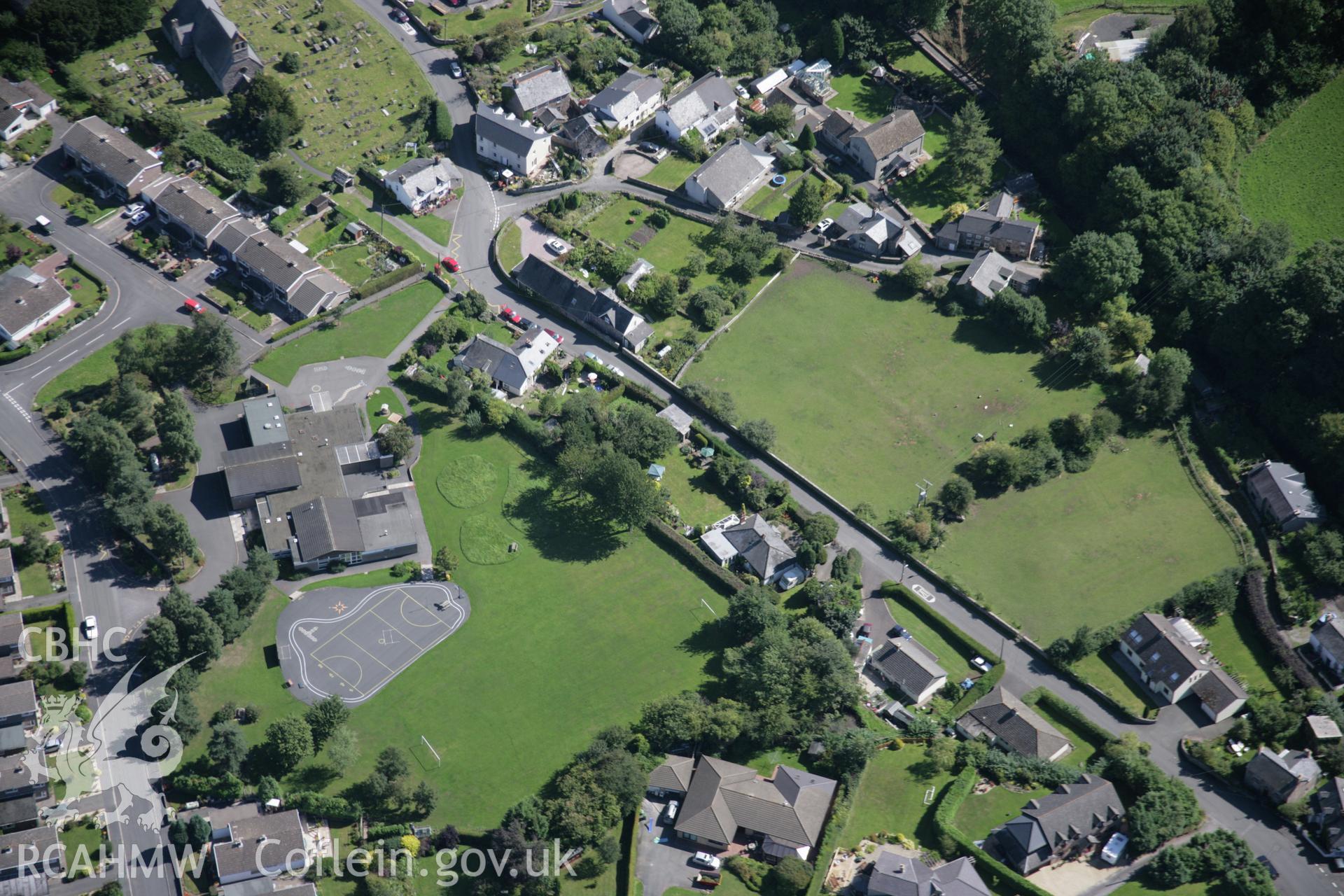 RCAHMW digital colour oblique photograph of Llangynidr village earthworks viewed from the south-west. Taken on 02/09/2005 by T.G. Driver.