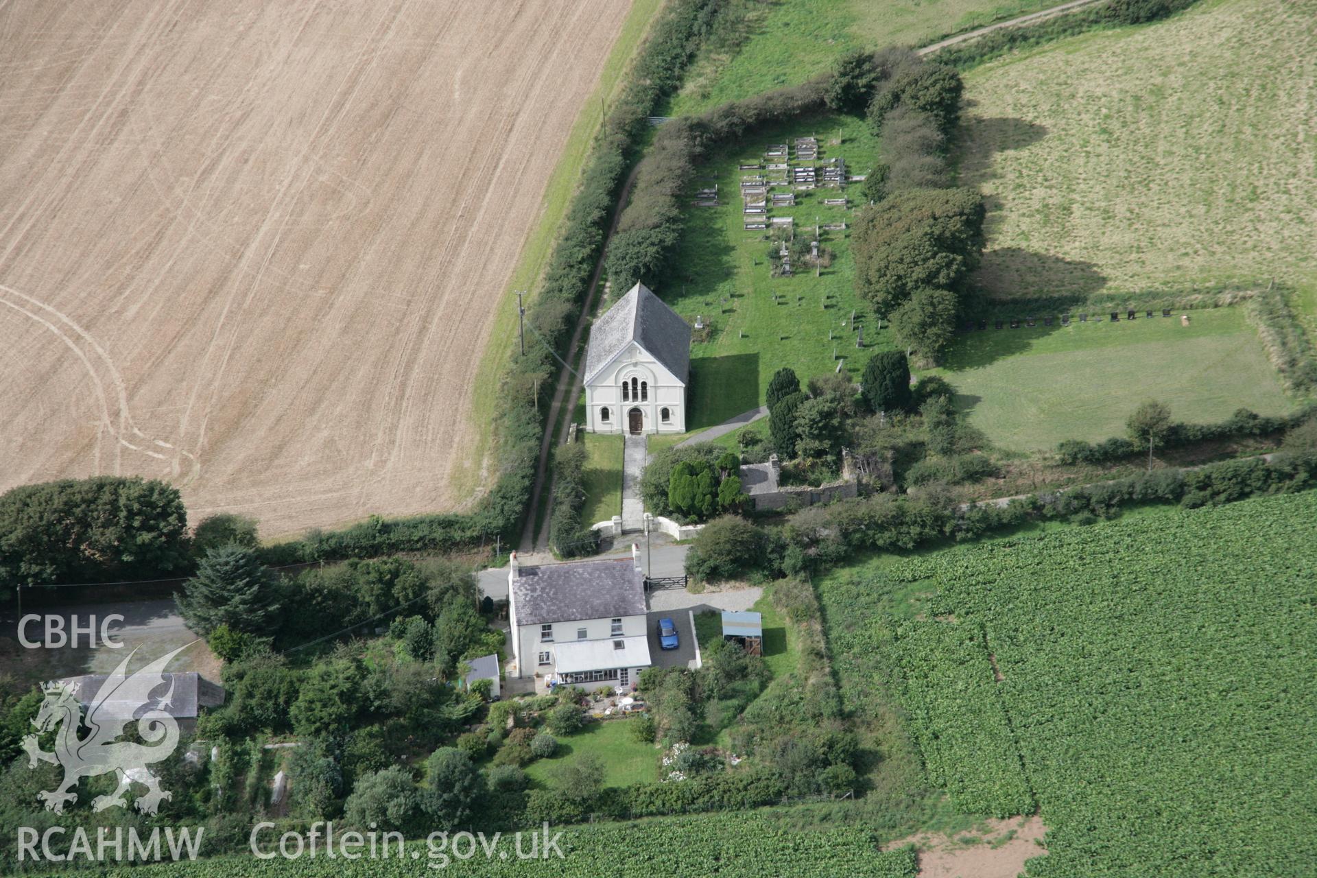 RCAHMW digital colour oblique photograph of Blaenllyn Welsh Baptist Church viewed from the south-east. Taken on 01/09/2005 by T.G. Driver.