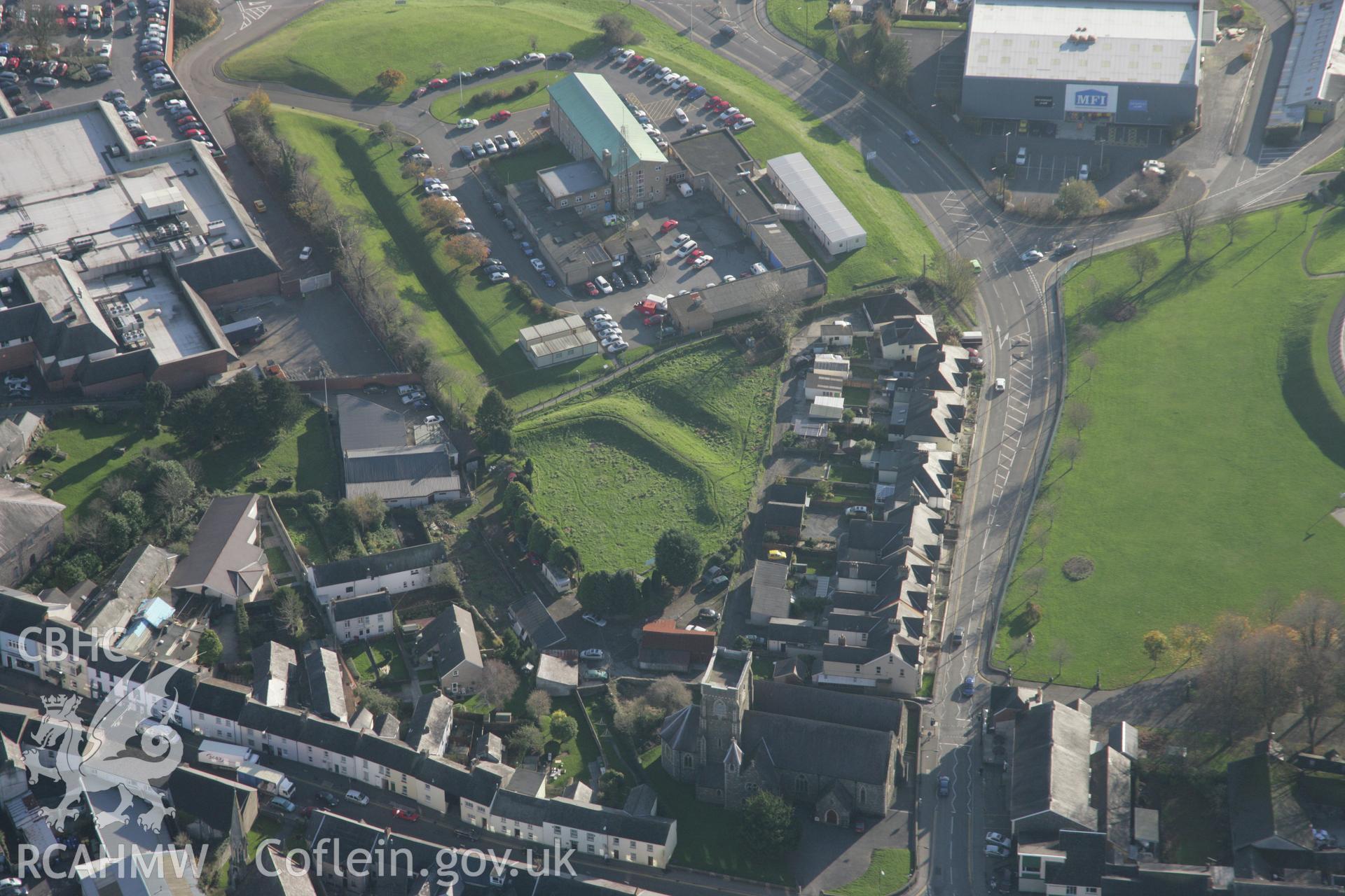 RCAHMW colour oblique photograph of The Bulwarks, Carmarthen, view from north. Taken by Toby Driver on 17/11/2005.