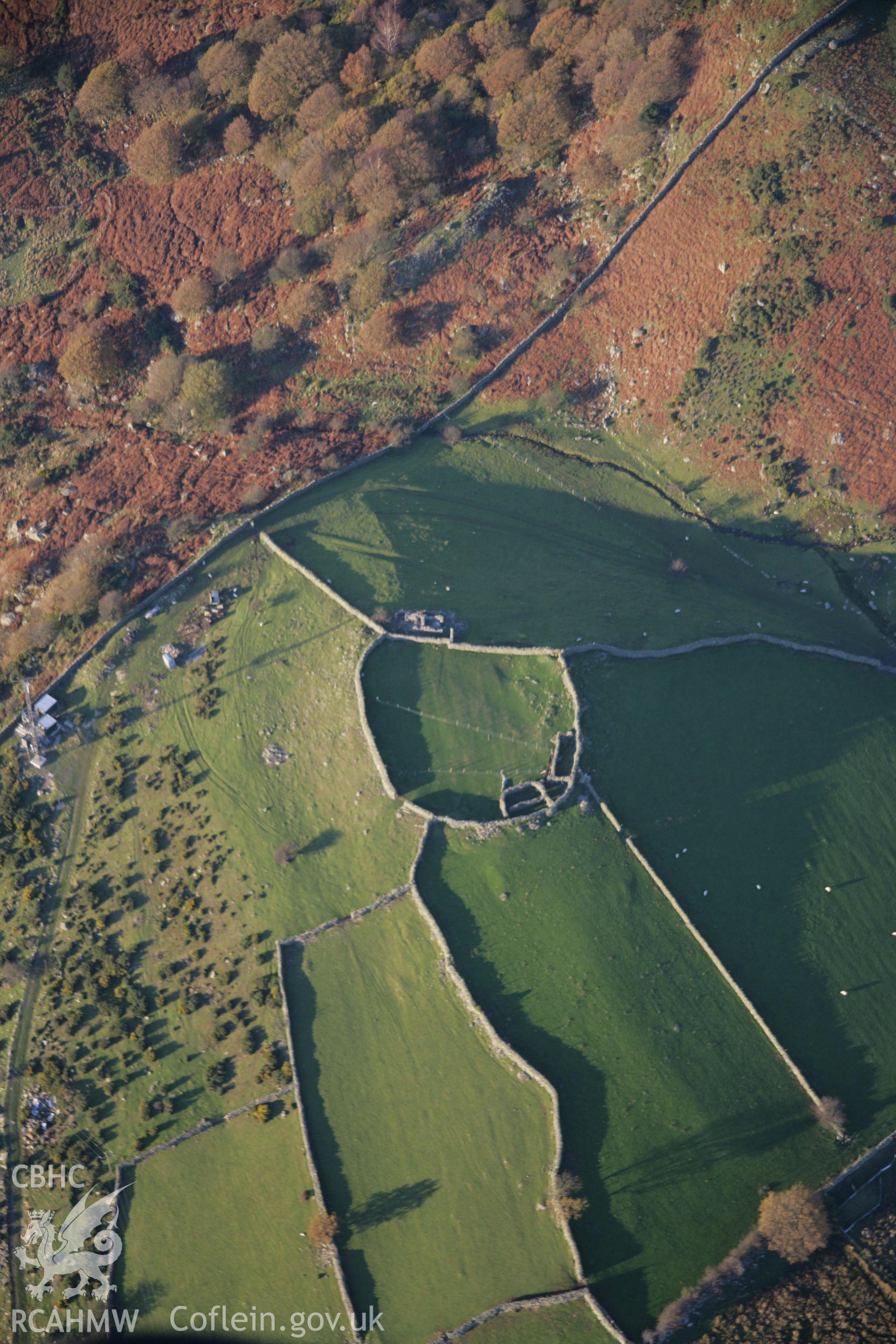 RCAHMW colour oblique aerial photograph of Pen-y-Gaer Hillfort, Cilfodan, Bethesda, viewed from the south-east. Taken on 21 November 2005 by Toby Driver