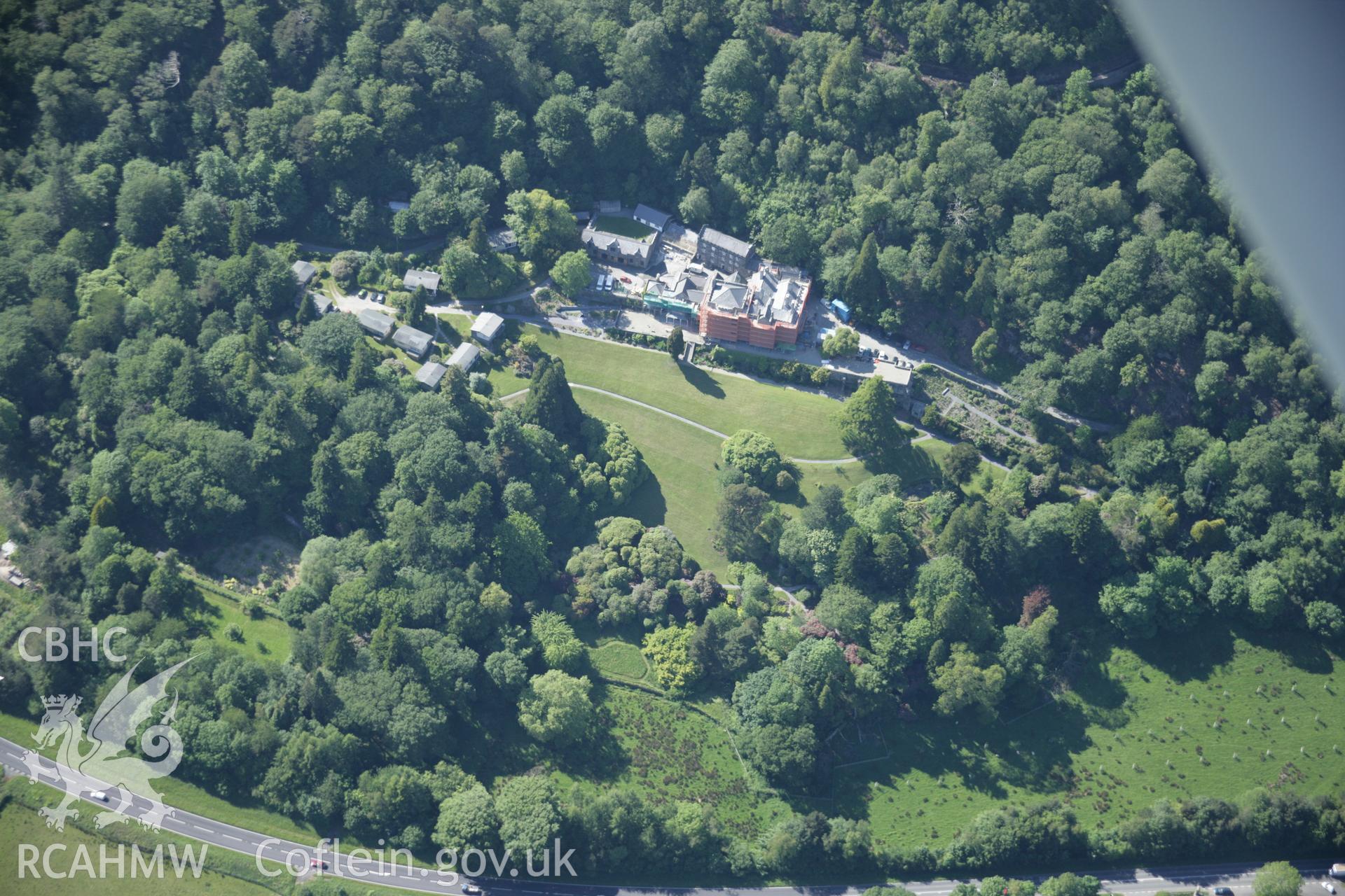 RCAHMW digital colour oblique photograph of the garden at Plas Tan-y-bwlch viewed from the east. Taken on 08/06/2005 by T.G. Driver.