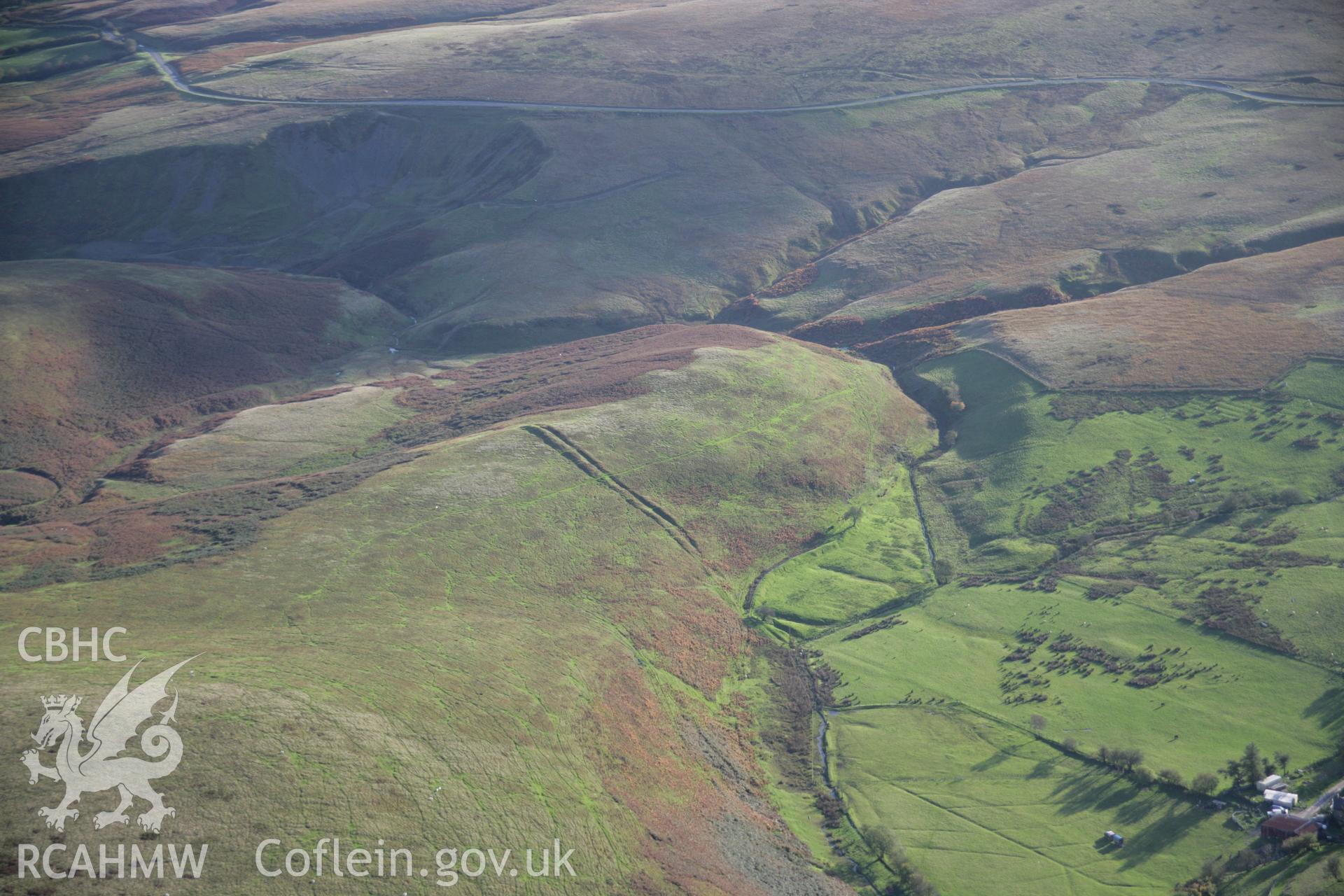 RCAHMW colour oblique aerial photograph of Two Tumps Dyke I. The south section looking south-east. Taken on 13 October 2005 by Toby Driver