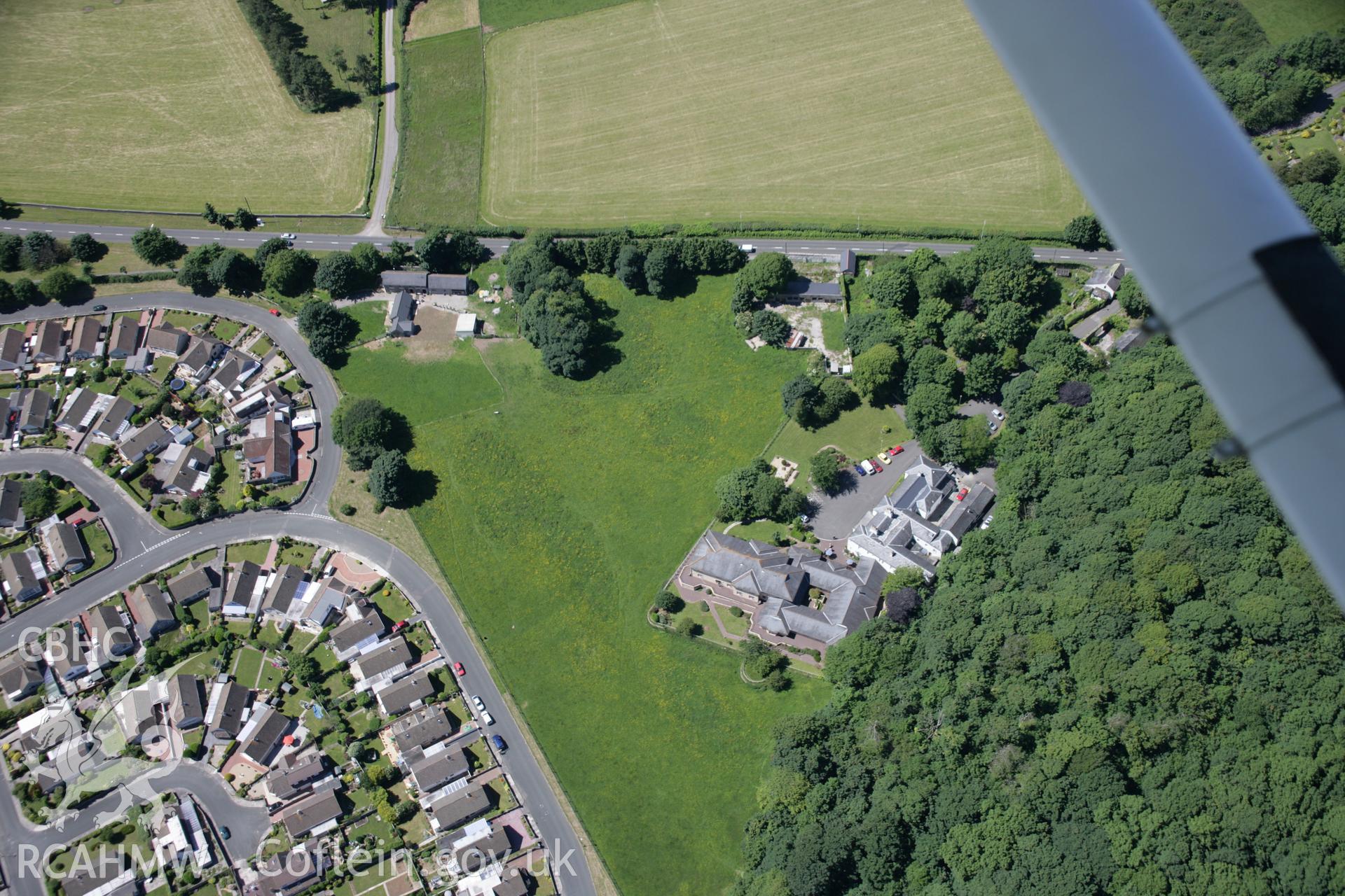 RCAHMW colour oblique aerial photograph of the site of Dan-y-Graig Roman Villa. Taken on 22 June 2005 by Toby Driver