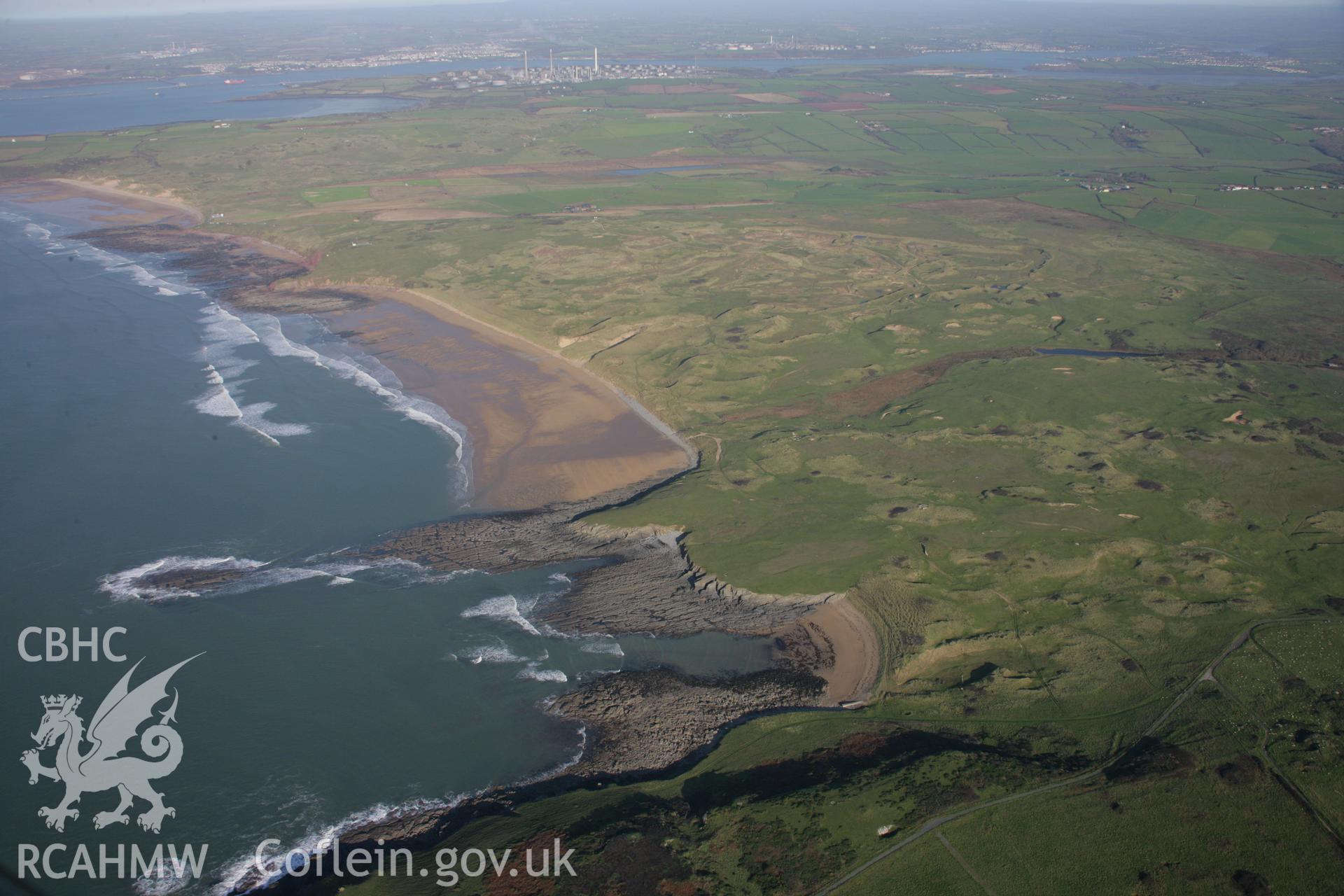 RCAHMW colour oblique aerial photograph of Crow Back Barrow and Linney Burrows from the south. Taken on 19 November 2005 by Toby Driver