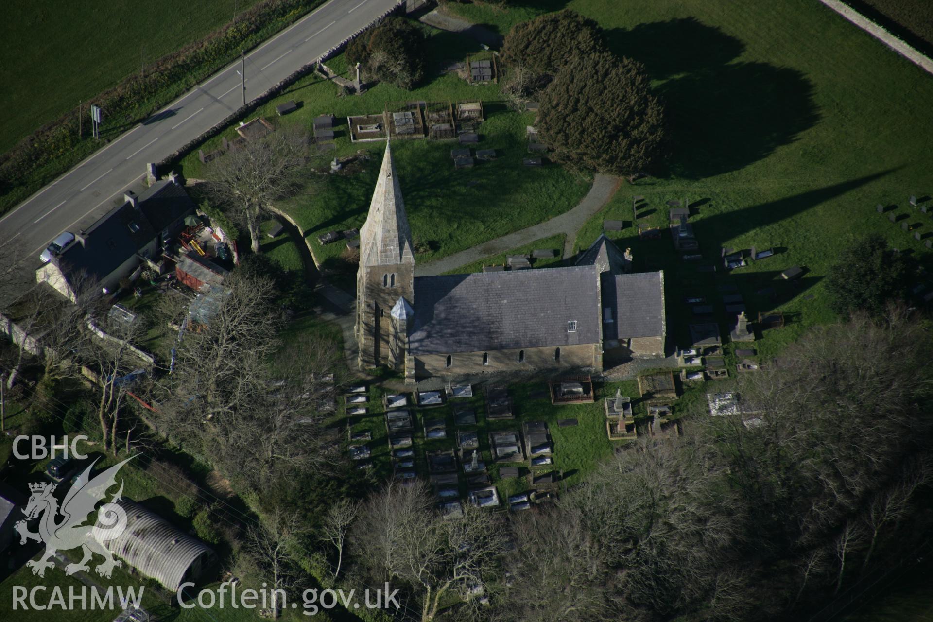 RCAHMW digital colour oblique photograph of Llangaffo church. Taken on 20/03/2005 by T.G. Driver.