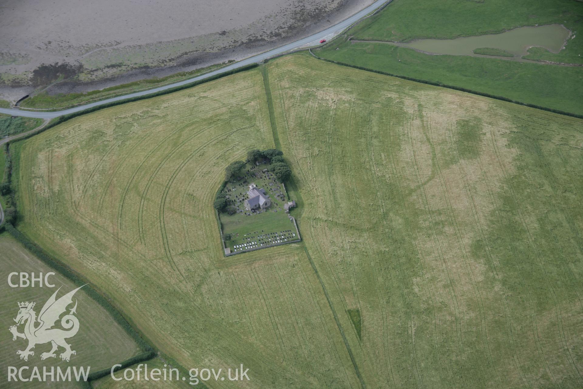 RCAHMW digital colour oblique photograph of St. Baglan's Church Enclosure Complex viewed from the east. Taken on 02/08/2005 by T.G. Driver.