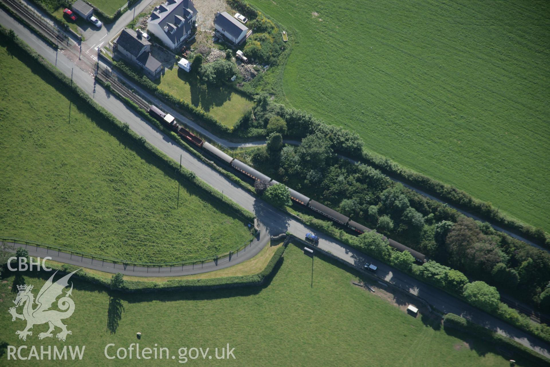 RCAHMW digital colour oblique photograph of the Hen-dy crossing on the Welsh Highland Railway. Taken on 08/06/2005 by T.G. Driver.