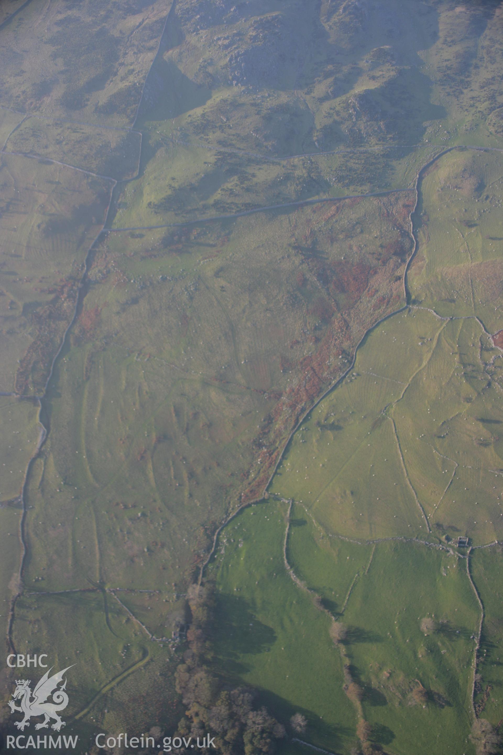 RCAHMW colour oblique aerial photograph of a field system near Maen y Bardd, Rhiw. Taken on 21 November 2005 by Toby Driver