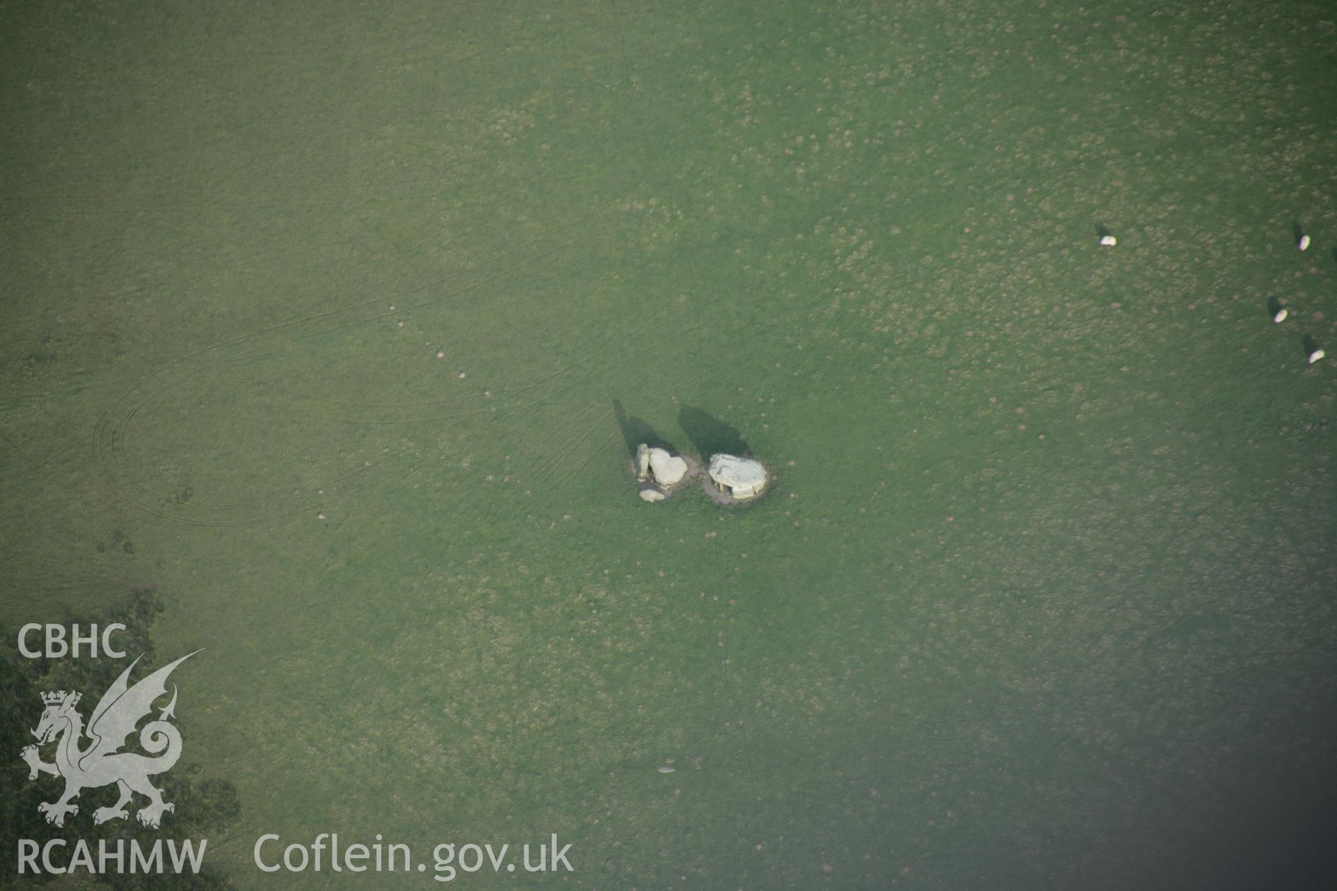 RCAHMW digital colour oblique photograph of Presaddfed Burial Chambers. Taken on 20/03/2005 by T.G. Driver.