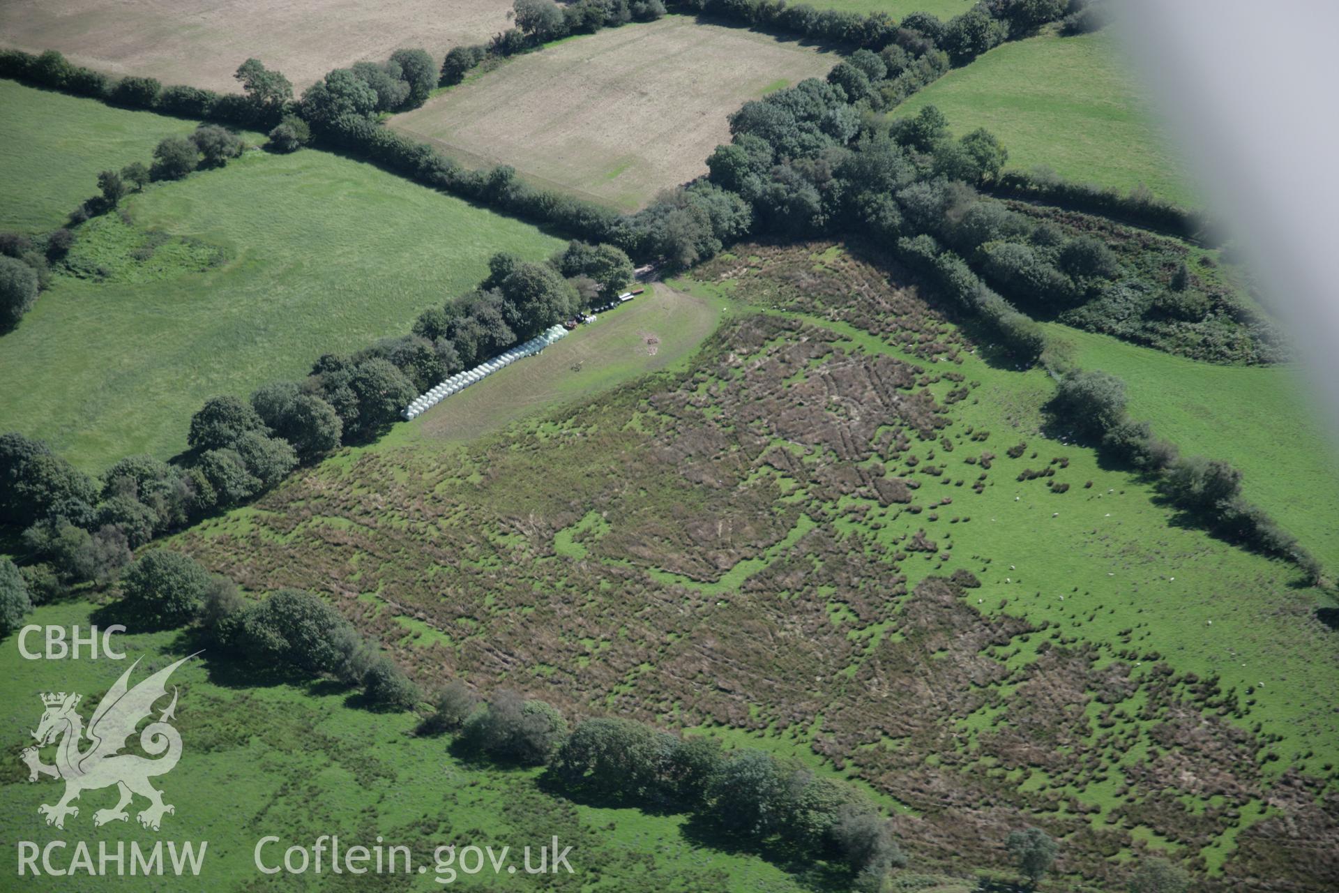 RCAHMW colour oblique aerial photograph of Hafod-Fawr Roman Camp from the east. Taken on 02 September 2005 by Toby Driver