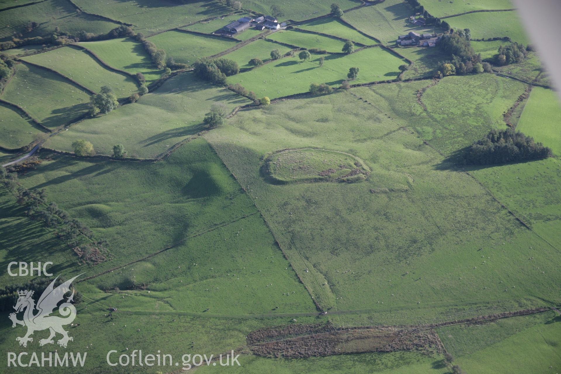 RCAHMW colour oblique aerial photograph of Cwm Aran Enclosure from the north. Taken on 13 October 2005 by Toby Driver