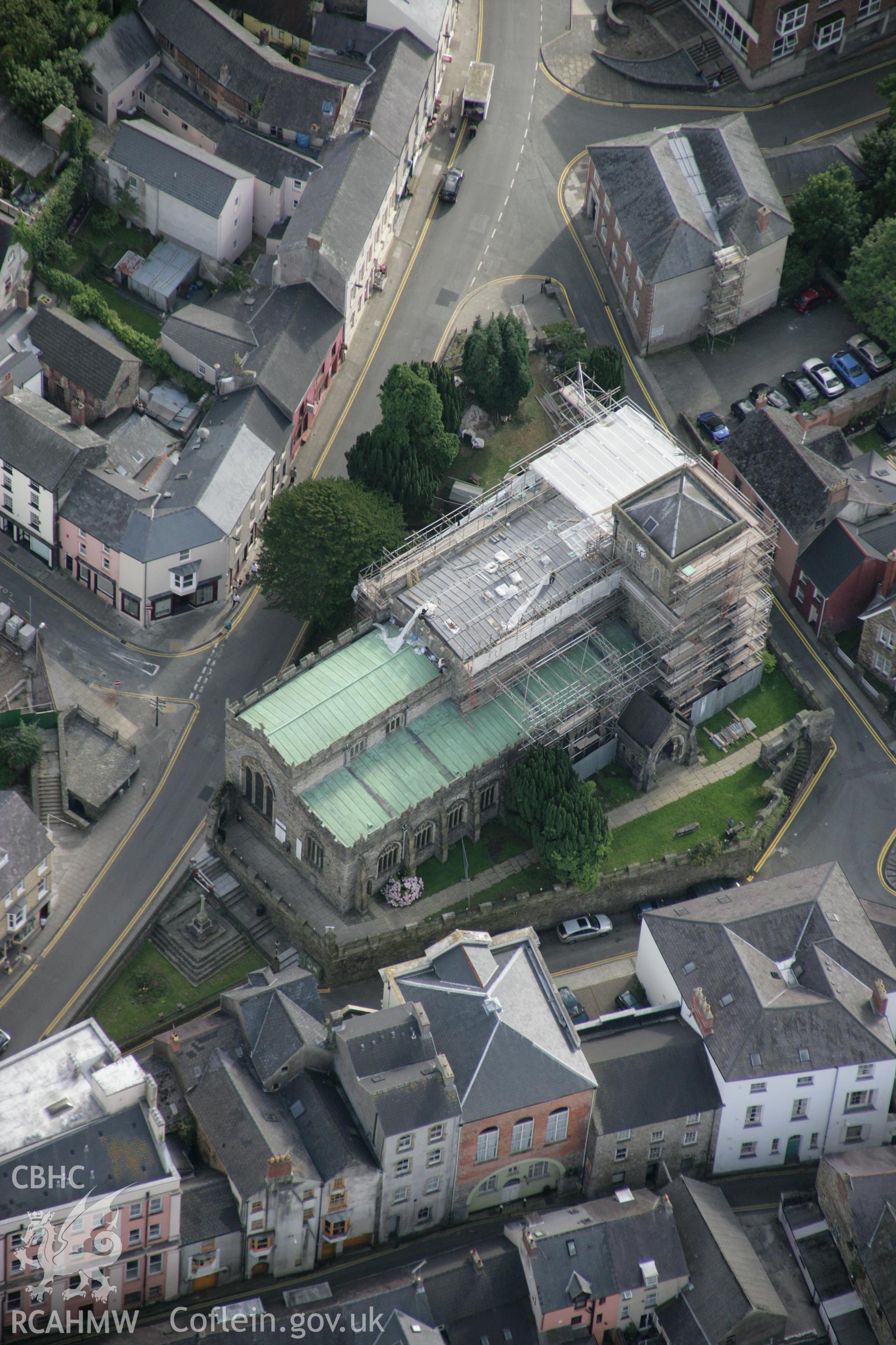 RCAHMW digital colour oblique photograph of St. Mary's Church, Haverfordwest, viewed from the north-east. Taken on 01/09/2005 by T.G. Driver.