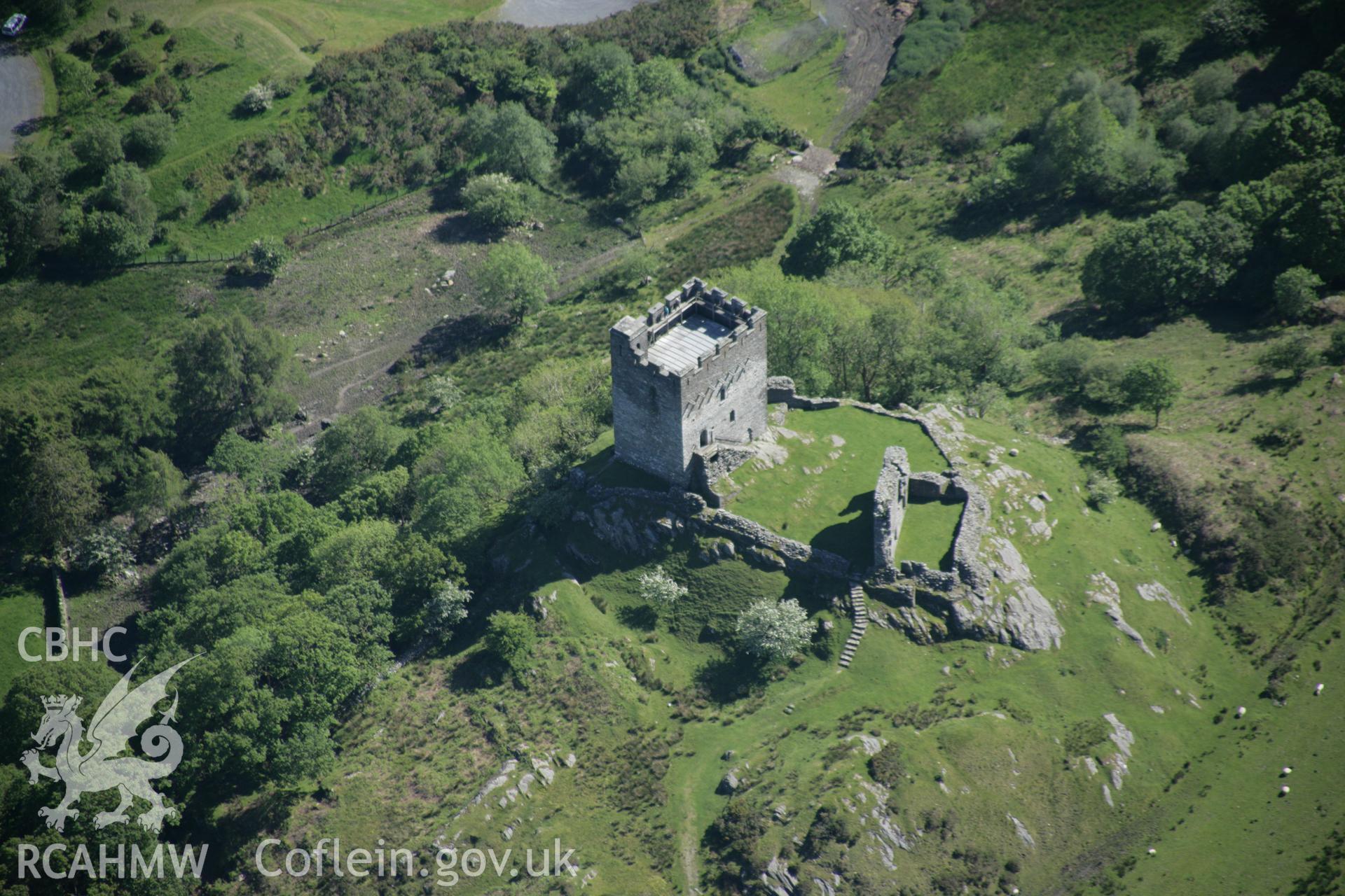 RCAHMW digital colour oblique photograph of Dolwyddelan Castle viewed from the north-east. Taken on 08/06/2005 by T.G. Driver.