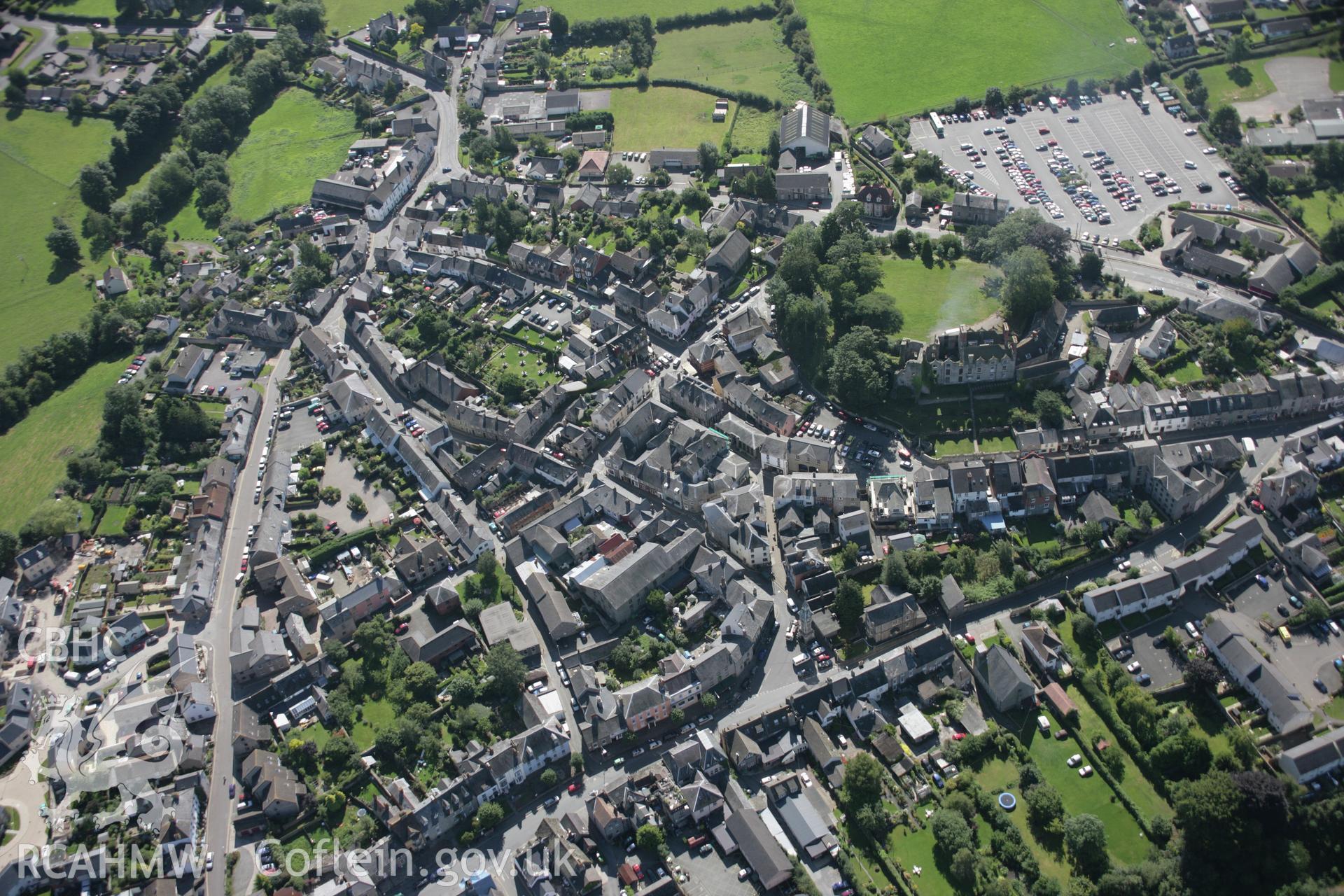 RCAHMW digital colour oblique photograph of Hay on Wye from the north-west. Taken on 02/09/2005 by T.G. Driver.