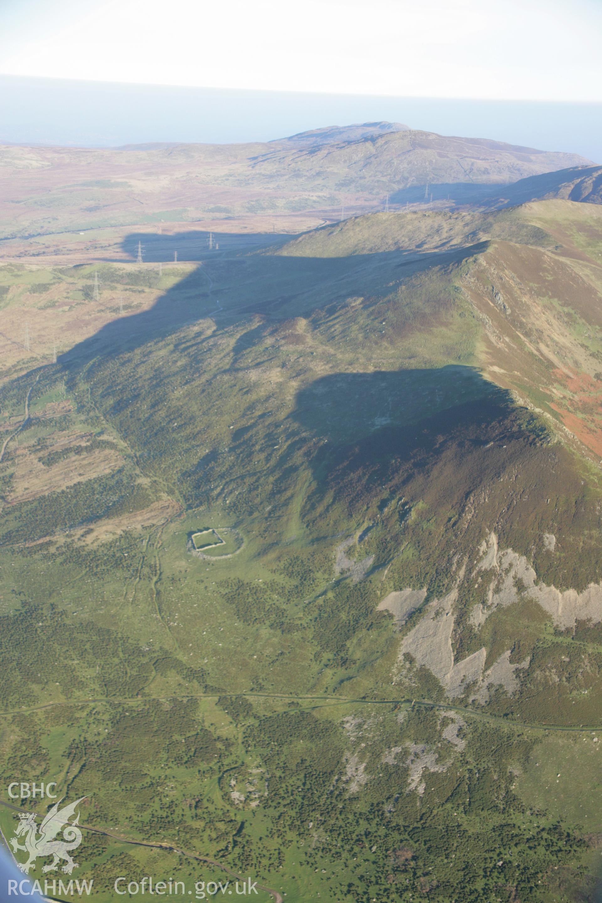 RCAHMW colour oblique aerial photograph of a hut group west of Foel Dduarth. Taken on 21 November 2005 by Toby Driver