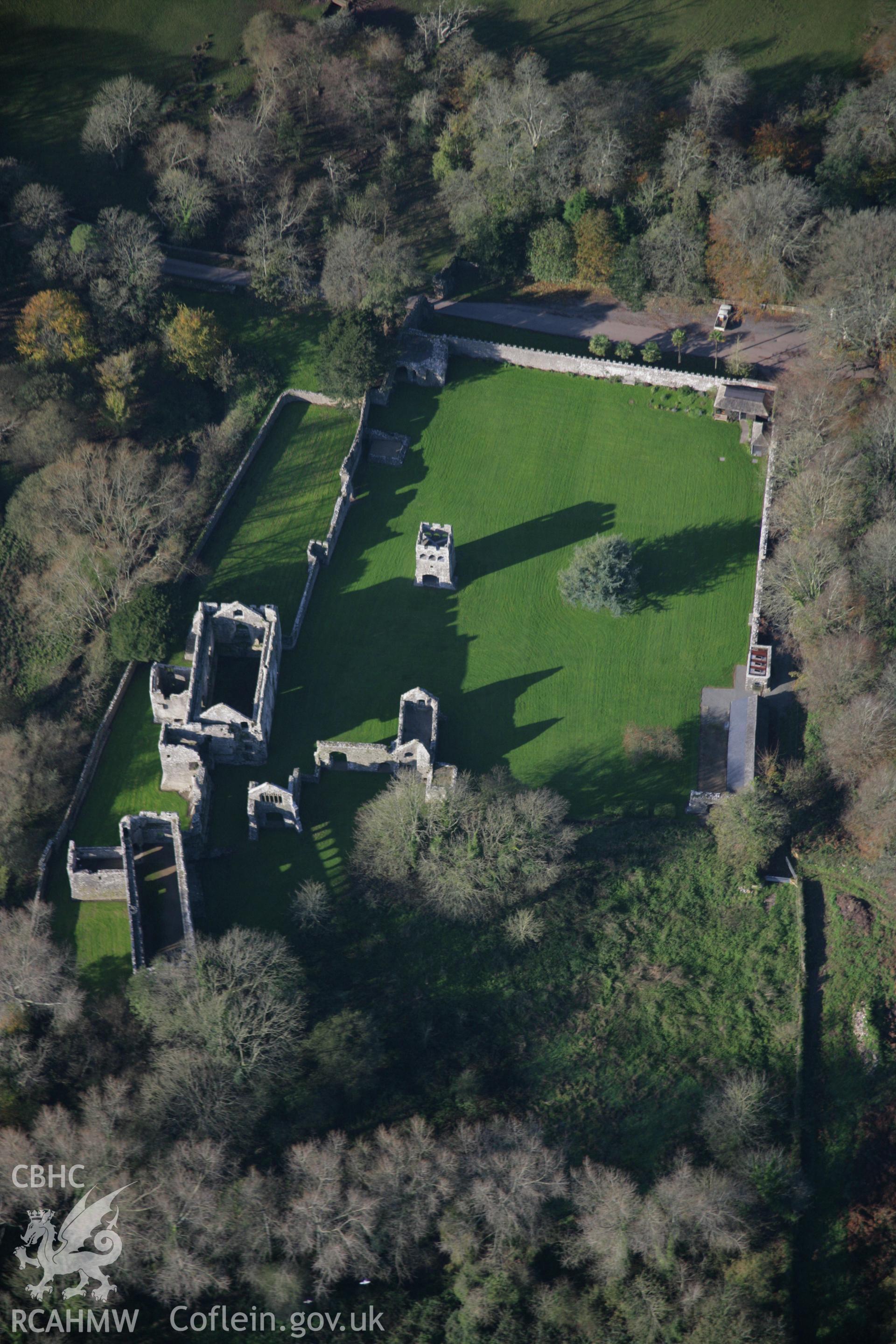 RCAHMW colour oblique aerial photograph of Lamphey Bishop's Palace, viewed from the east Taken on 19 November 2005 by Toby Driver