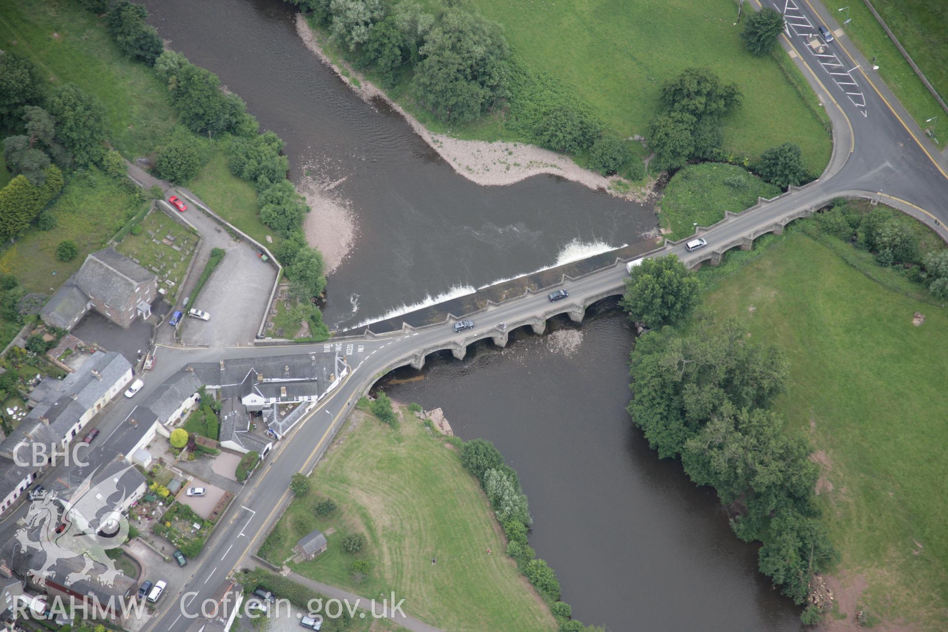 RCAHMW digital colour oblique photograph of Crickhowell Bridge viewed from the north-west. Taken on 07/07/2005 by T.G. Driver.