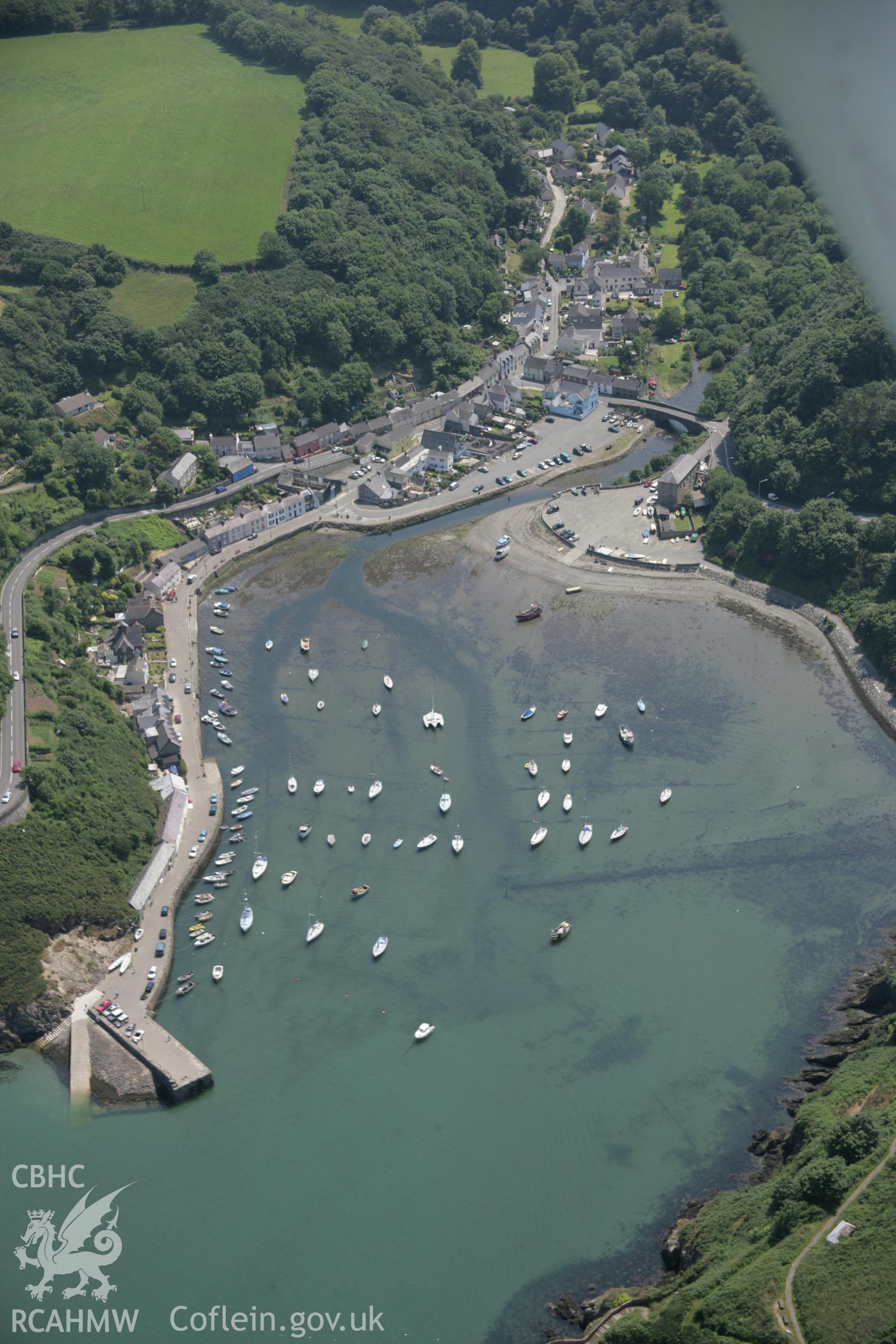 RCAHMW colour oblique aerial photograph of Fishguard Quay from the north. Taken on 11 July 2005 by Toby Driver