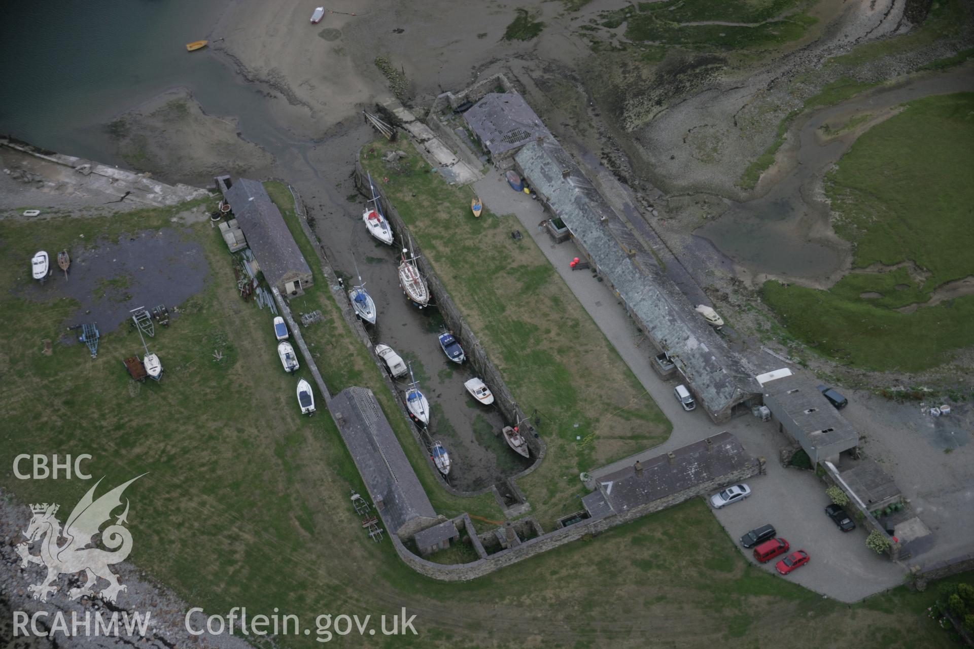 RCAHMW digital colour oblique photograph of Fort Belan Dock viewed from the north-west. Taken on 02/08/2005 by T.G. Driver.