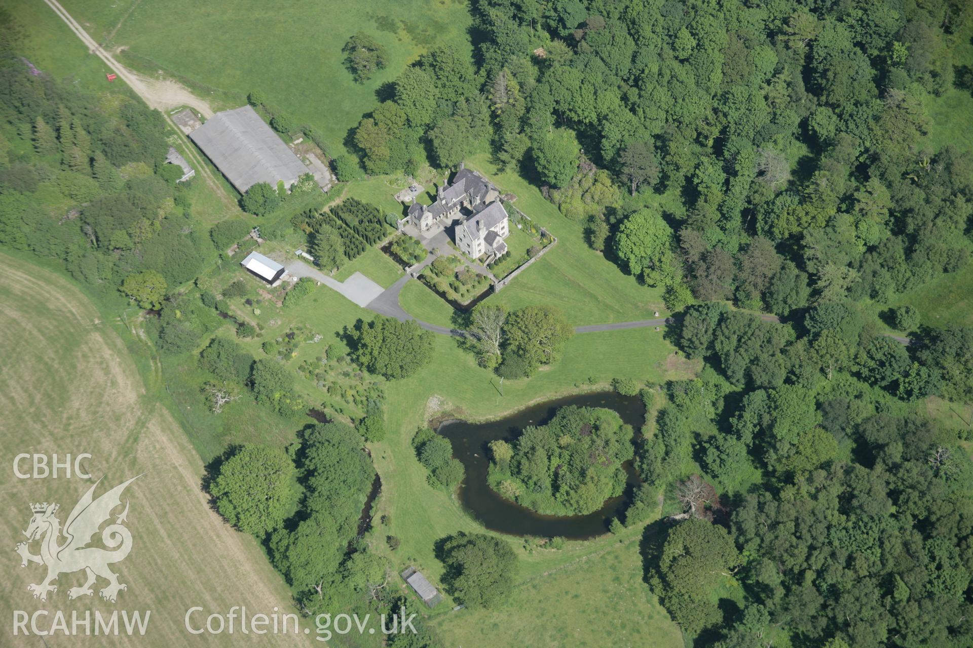 RCAHMW digital colour oblique photograph of Plas Newydd viewed from the west. Taken on 08/06/2005 by T.G. Driver.