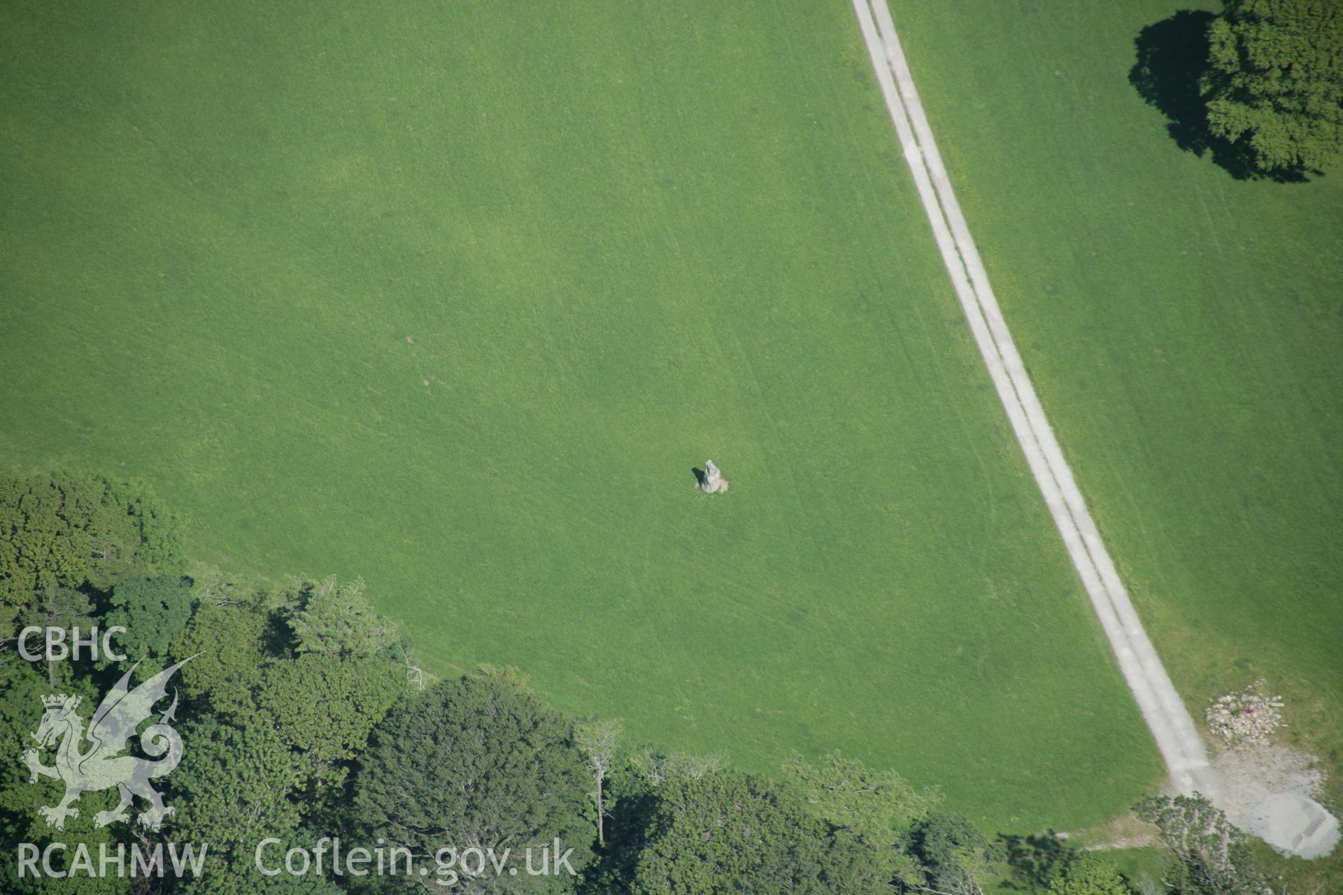 RCAHMW digital colour oblique photograph of Maen Llwyd standing stone. Taken on 08/06/2005 by T.G. Driver.