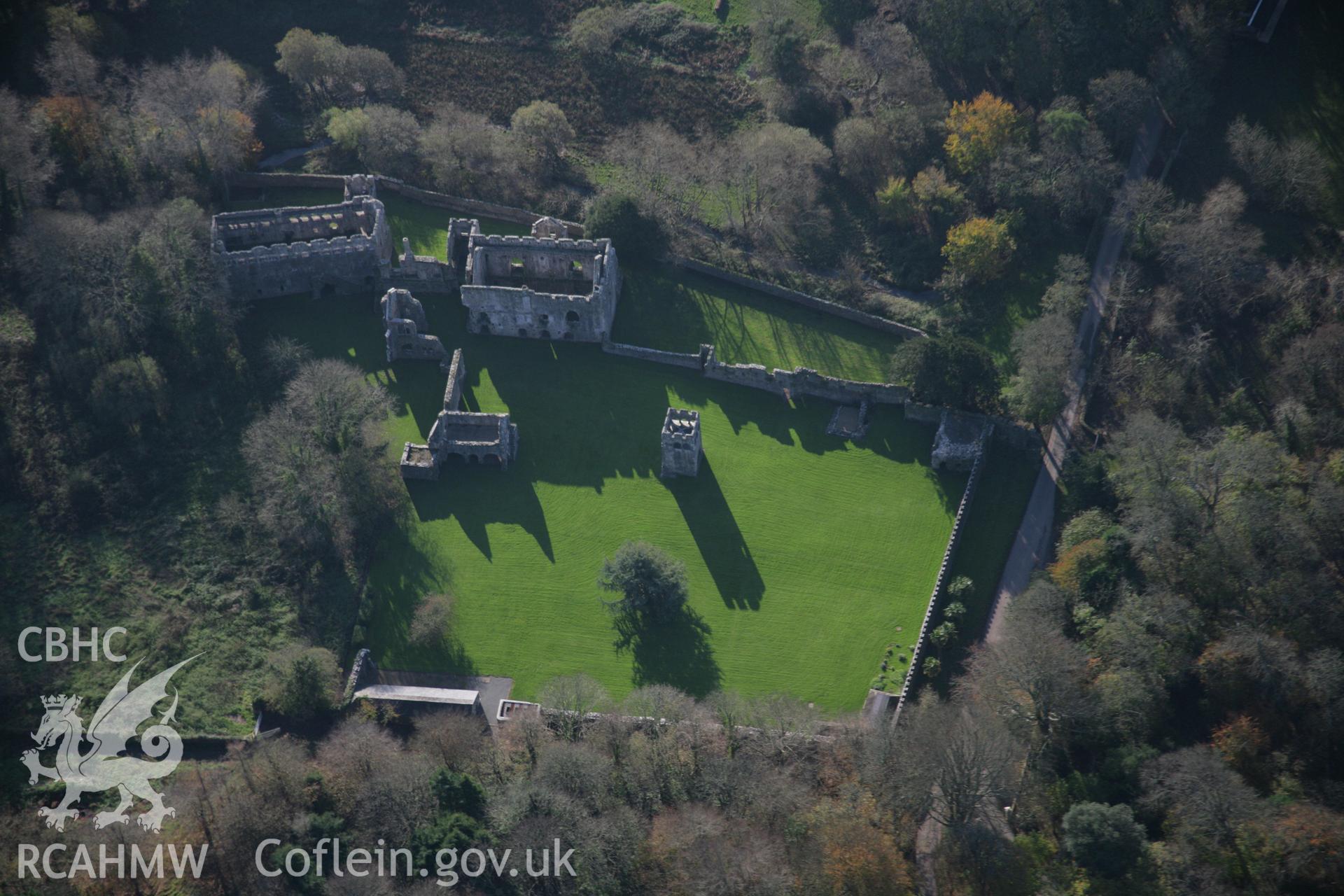 RCAHMW colour oblique aerial photograph of Lamphey Bishop's Palace, viewed from the south-west Taken on 19 November 2005 by Toby Driver