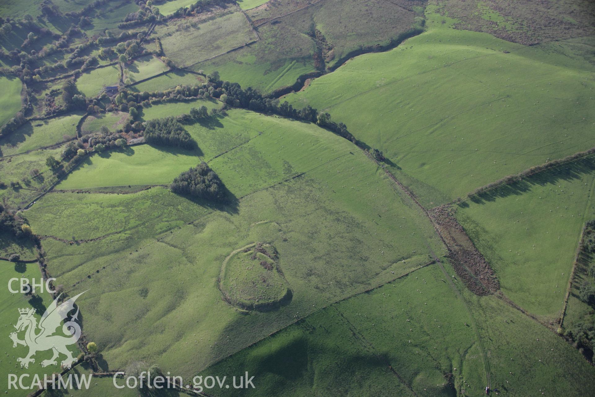 RCAHMW colour oblique aerial photograph of Cwm Aran Enclosure from the east. Taken on 13 October 2005 by Toby Driver