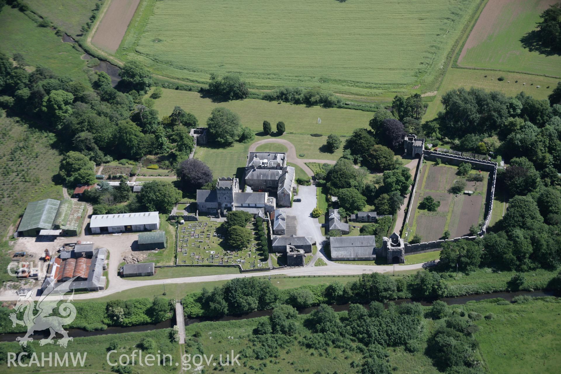 RCAHMW colour oblique aerial photograph of Ewenny Priory viewed from the north-west. Taken on 22 June 2005 by Toby Driver