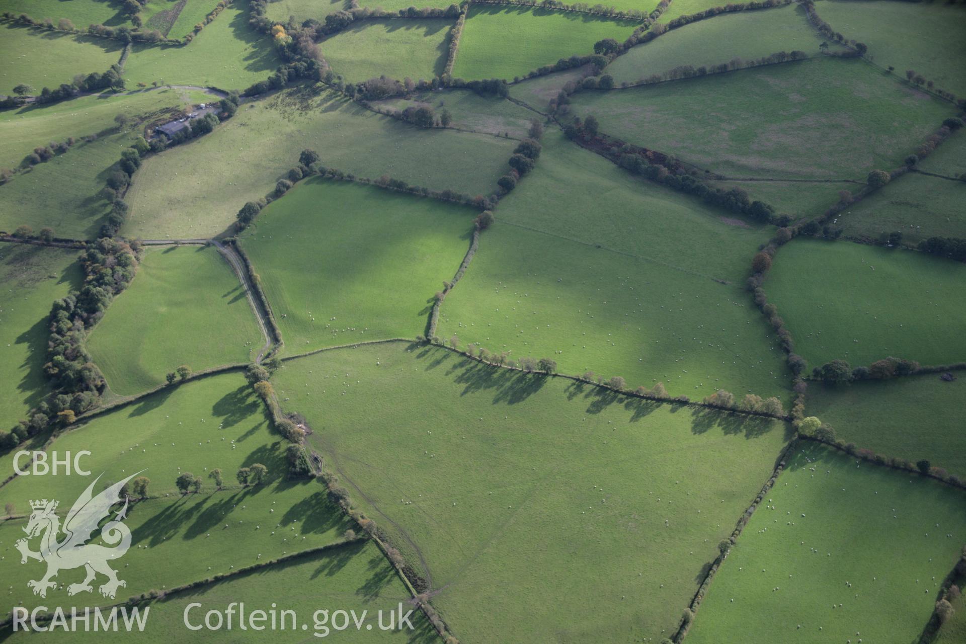 RCAHMW colour oblique aerial photograph of Nantmel Marching Camp, viewed from the north. Taken on 13 October 2005 by Toby Driver