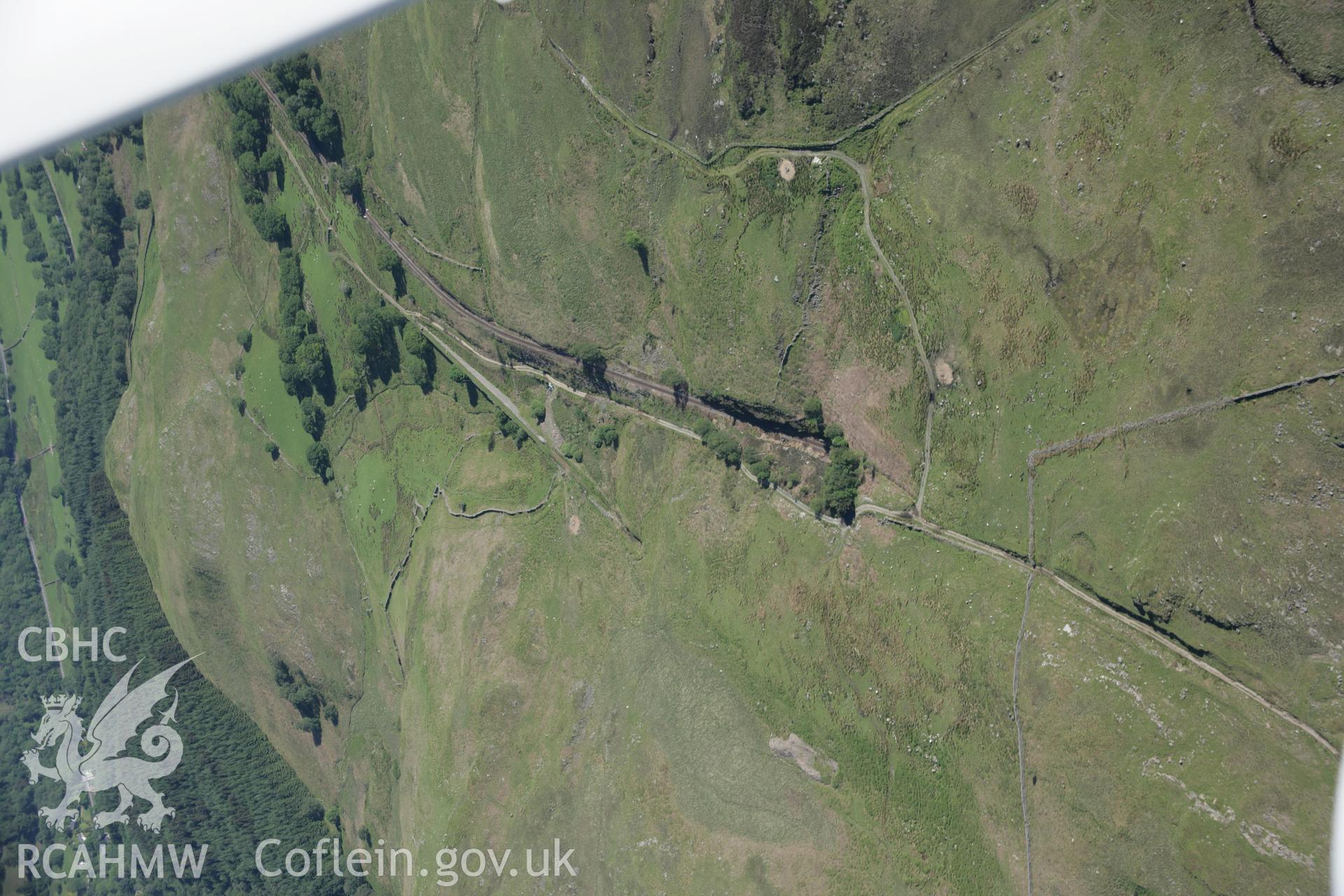 RCAHMW digital colour oblique photograph of the Dduallt Loop on the Ffestiniog Railway. Taken on 08/06/2005 by T.G. Driver.