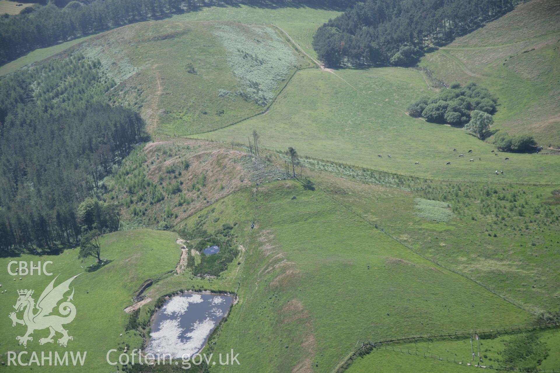 RCAHMW colour oblique aerial photograph of Coed Ty'n-y-Cwm from the east. This is the first time this site has been visible. Taken on 23 June 2005 by Toby Driver