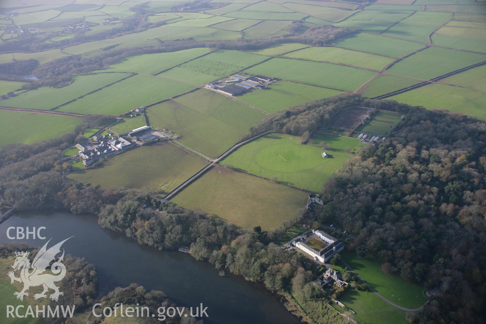 RCAHMW colour oblique aerial photograph of Stackpole Court Garden from the north-east. Taken on 19 November 2005 by Toby Driver