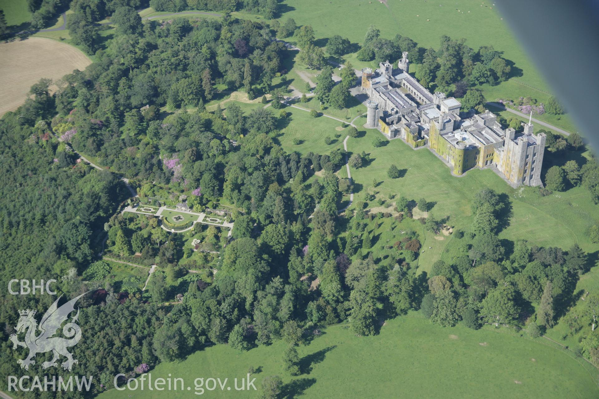 RCAHMW digital colour oblique photograph of the garden at Penrhyn Castle, Bangor viewed from the south-west. Taken on 08/06/2005 by T.G. Driver.