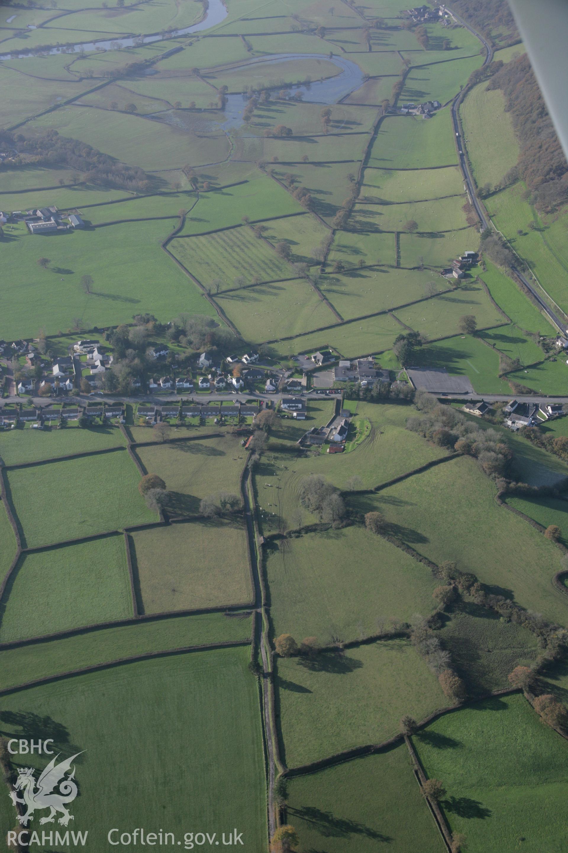 RCAHMW colour oblique photograph of Nantgaredig, Roman road, view looking west. Taken by Toby Driver on 17/11/2005.