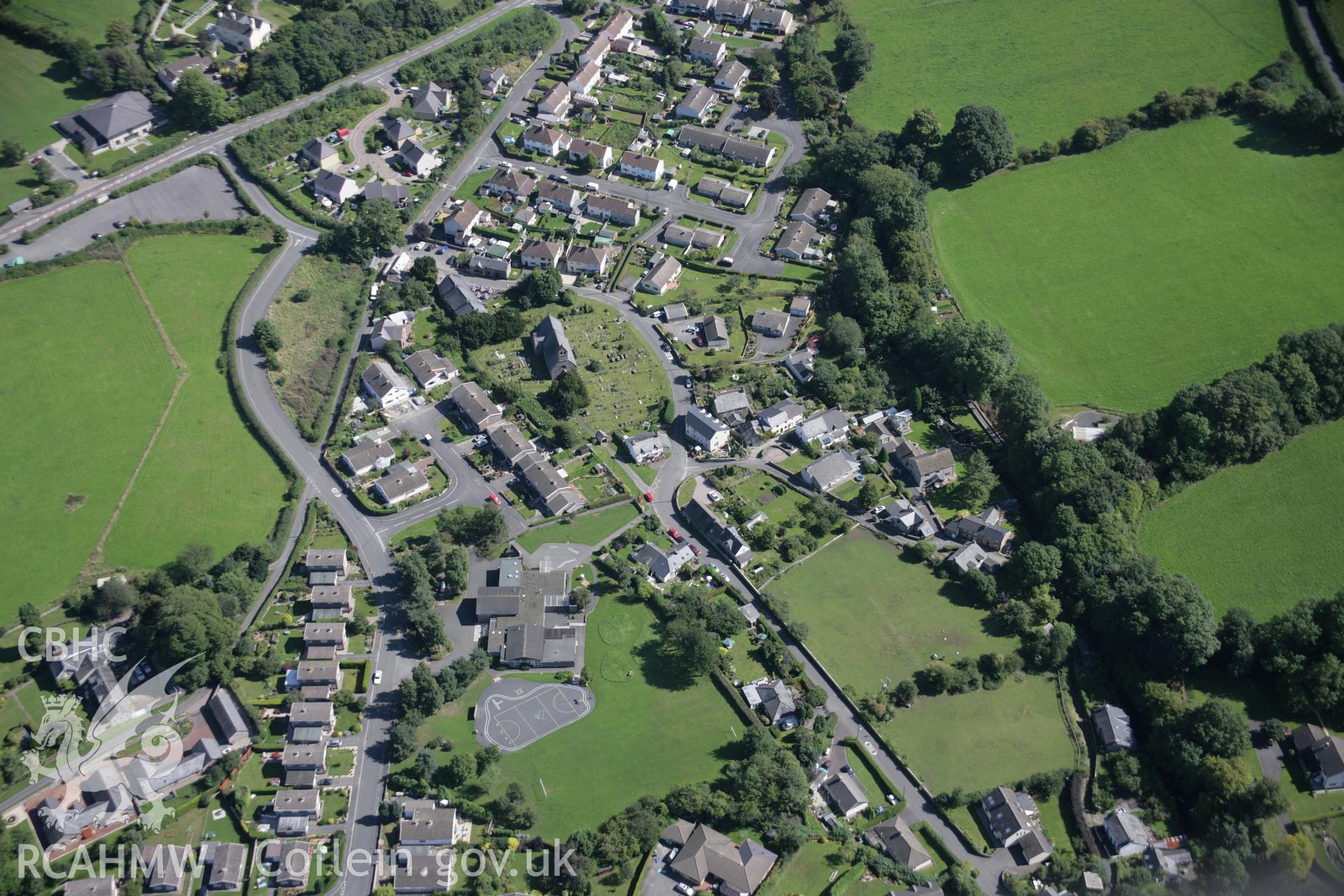 RCAHMW digital colour oblique photograph of Llangynidr village earthworks viewed from the south-west. Taken on 02/09/2005 by T.G. Driver.