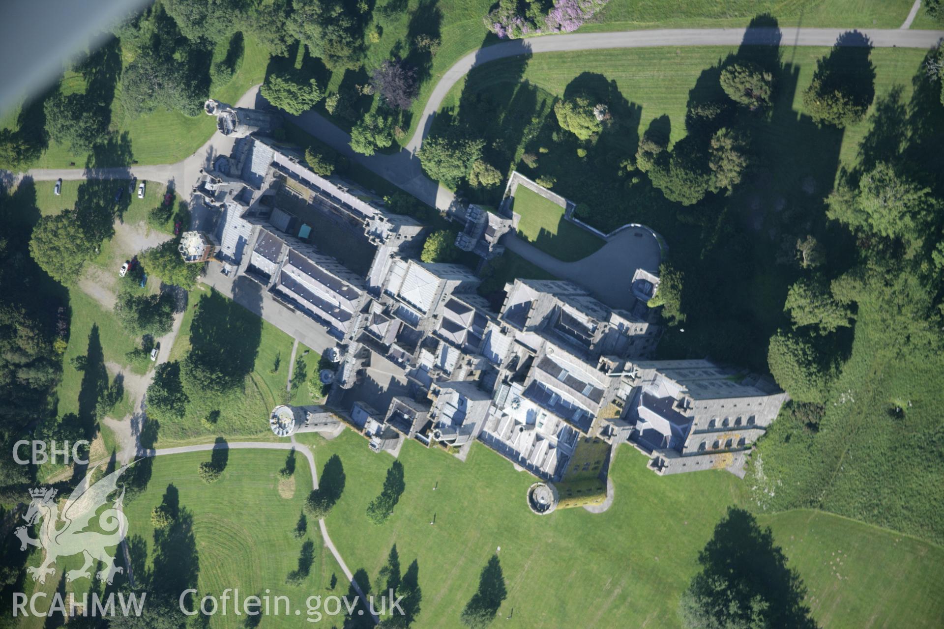 RCAHMW digital colour oblique photograph of the garden at Penrhyn Castle, Bangor, viewed from the south. Taken on 08/06/2005 by T.G. Driver.