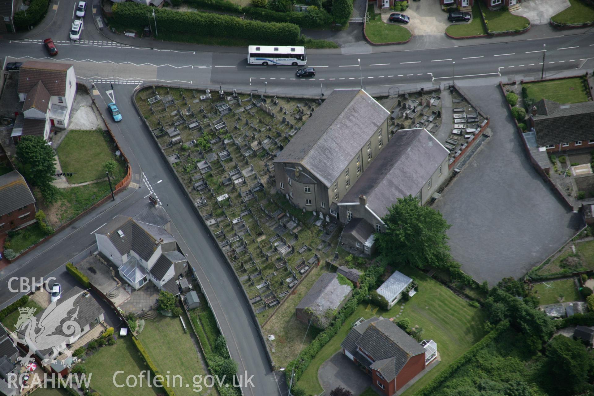 RCAHMW colour oblique aerial photograph of Jerwsalem Welsh Independent Chapel and Sunday School, Colby Road, Burry Port. Taken on 09 June 2005 by Toby Driver