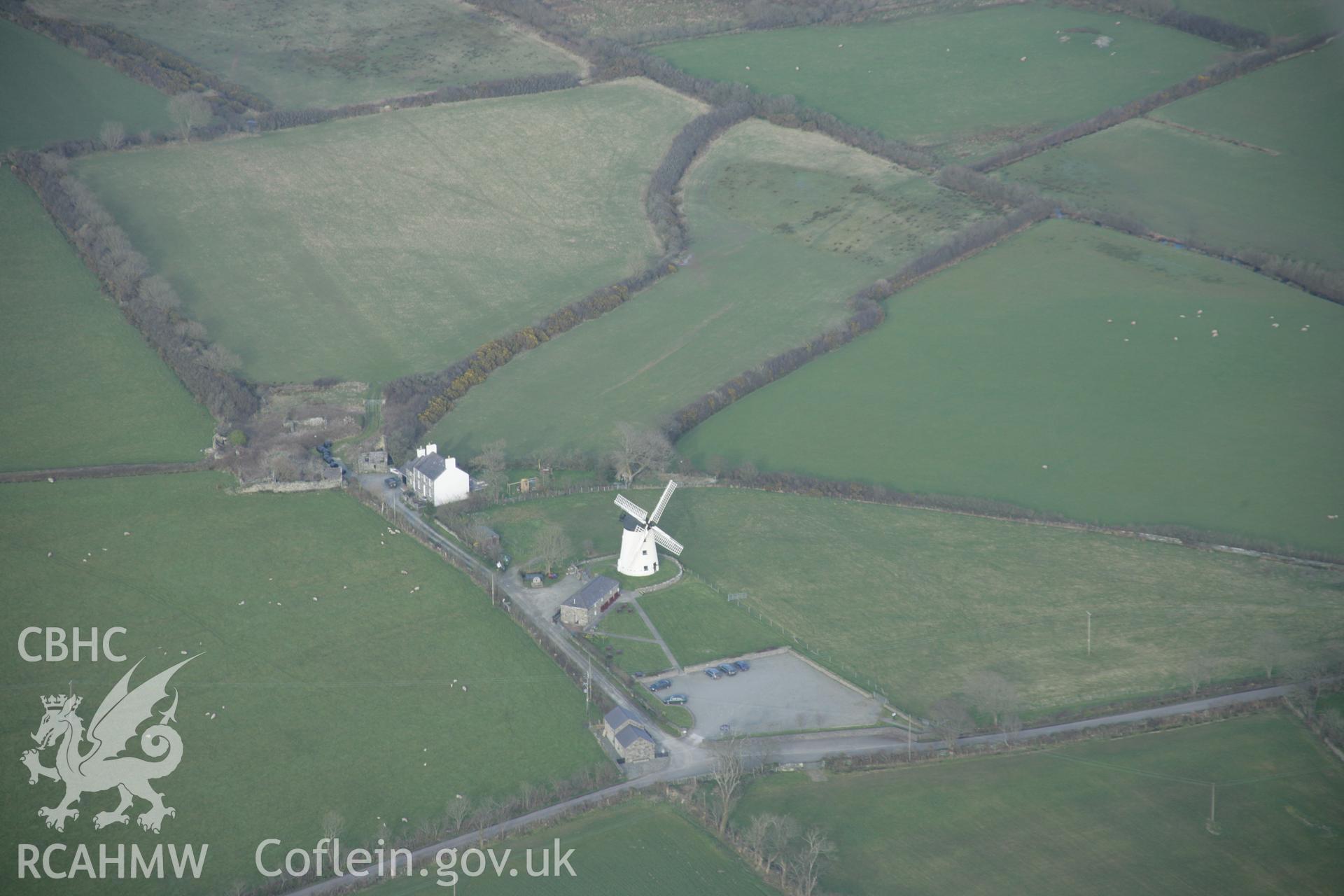 RCAHMW digital colour oblique photograph of Llynnon windmill from the south-west. Taken on 20/03/2005 by T.G. Driver.